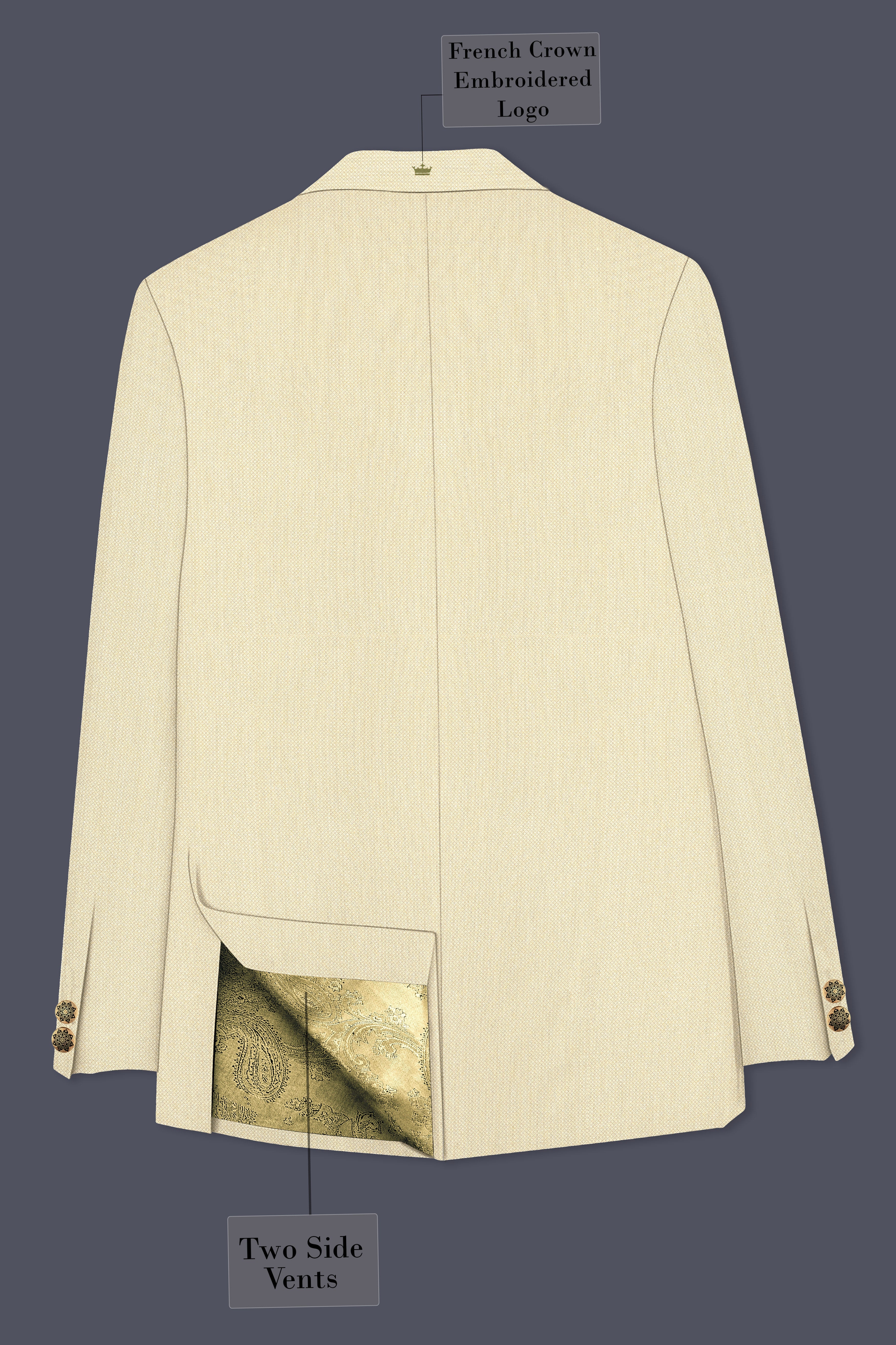 Gialaro-Zombie Yellow Textured Wool Rich Cross Placket Bandhgala Blazer