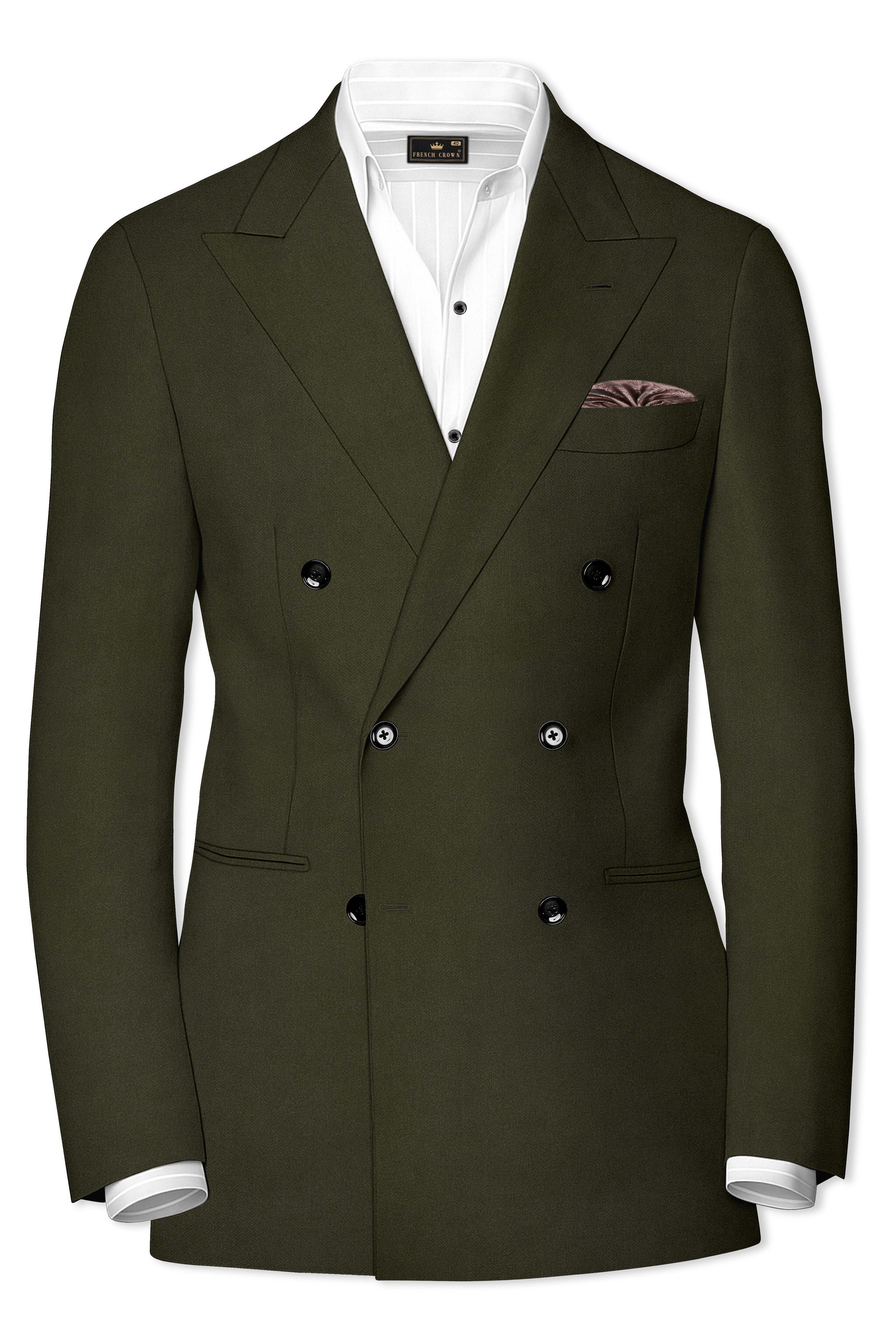 Verdaro-Zeus Green Solid Premium Cotton Double Breasted Blazer