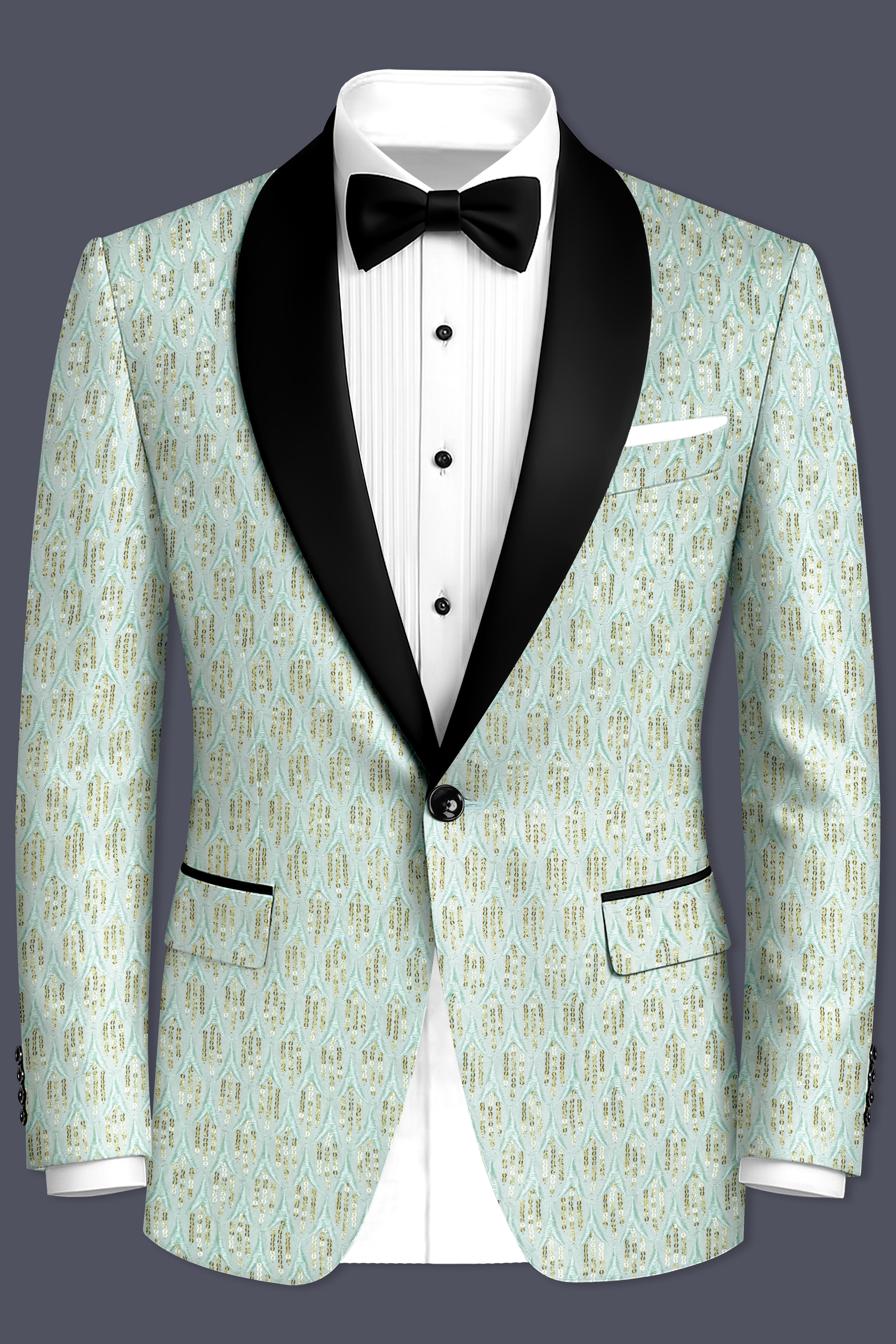 Tikkara-Edgewater Green Viscose Embroidered with Tikki Work Designer Blazer