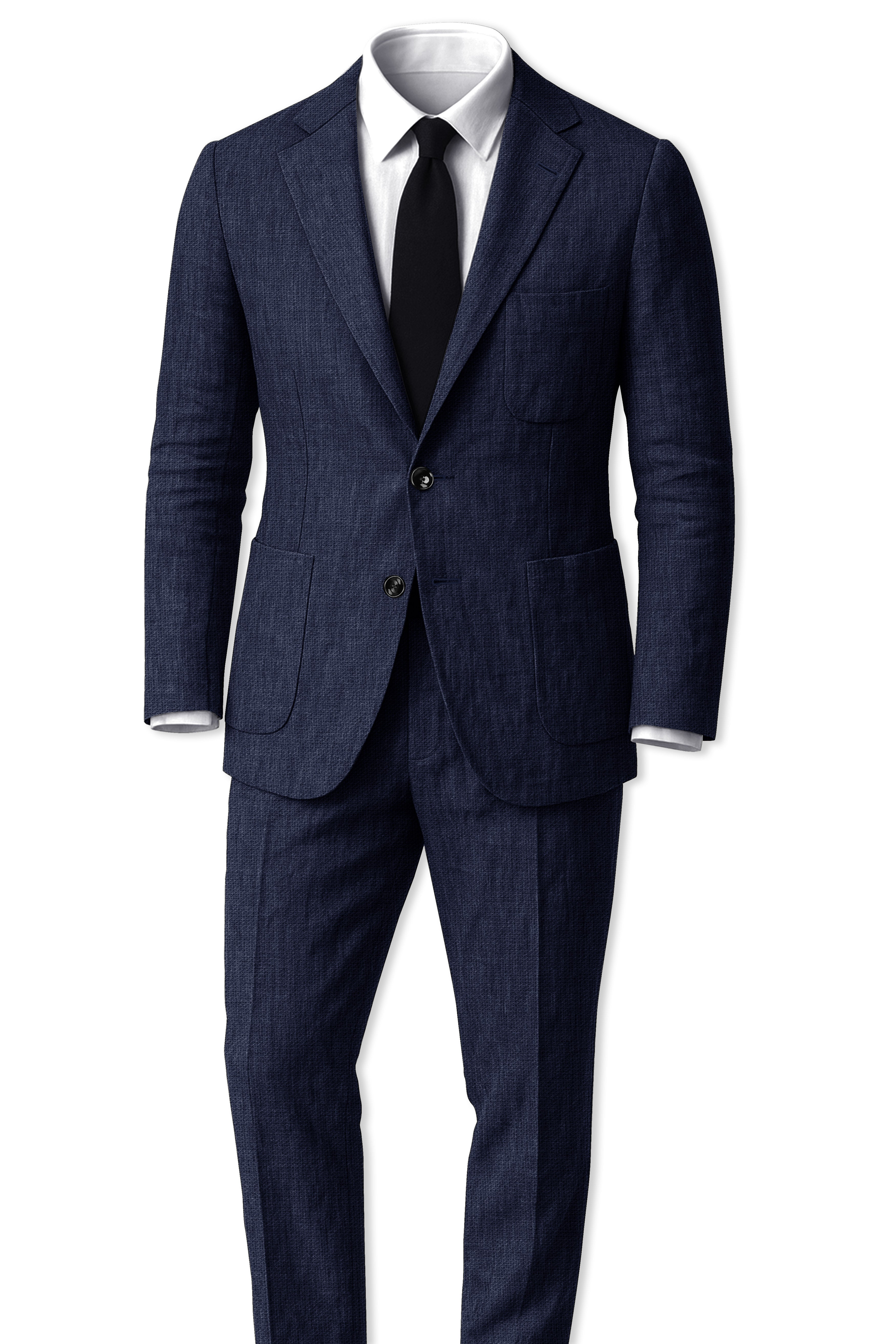 Azurven-Firefly Blue Luxurious Linen Single Breasted Sports Blazer