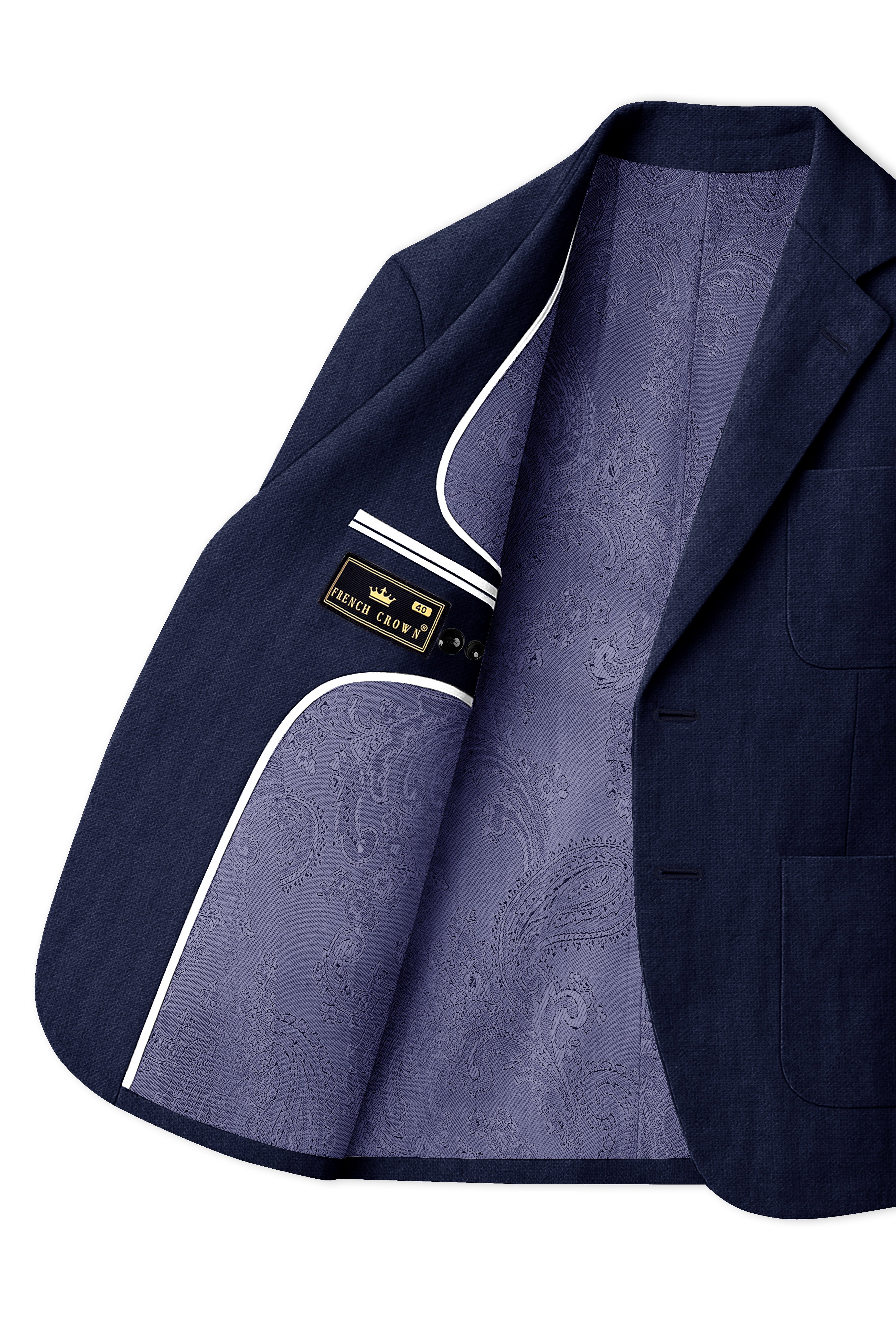 Azurven-Firefly Blue Luxurious Linen Single Breasted Sports Blazer
