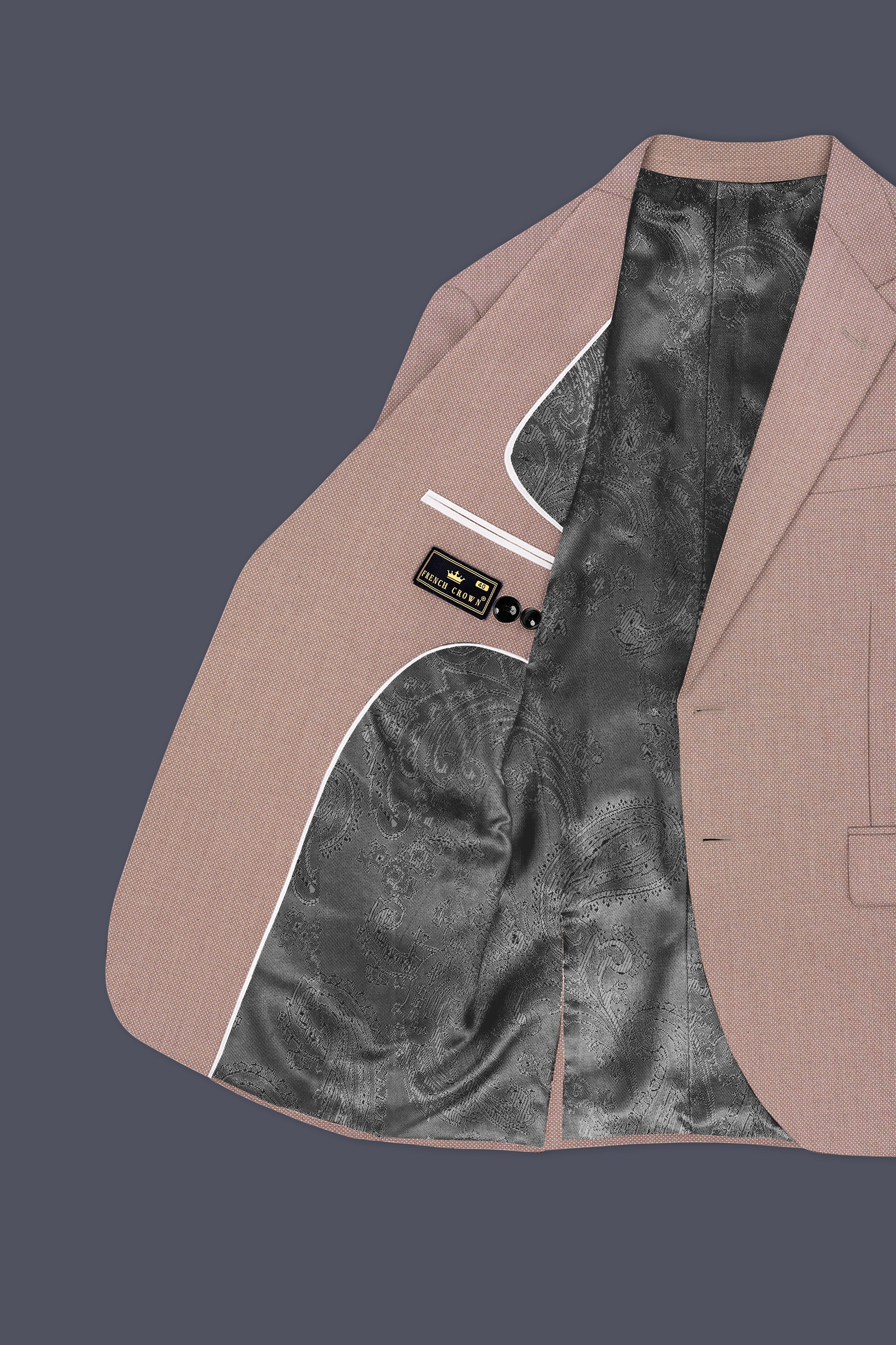 Velbrun-Zorba Brown Textured Wool Rich Single Breasted Blazer