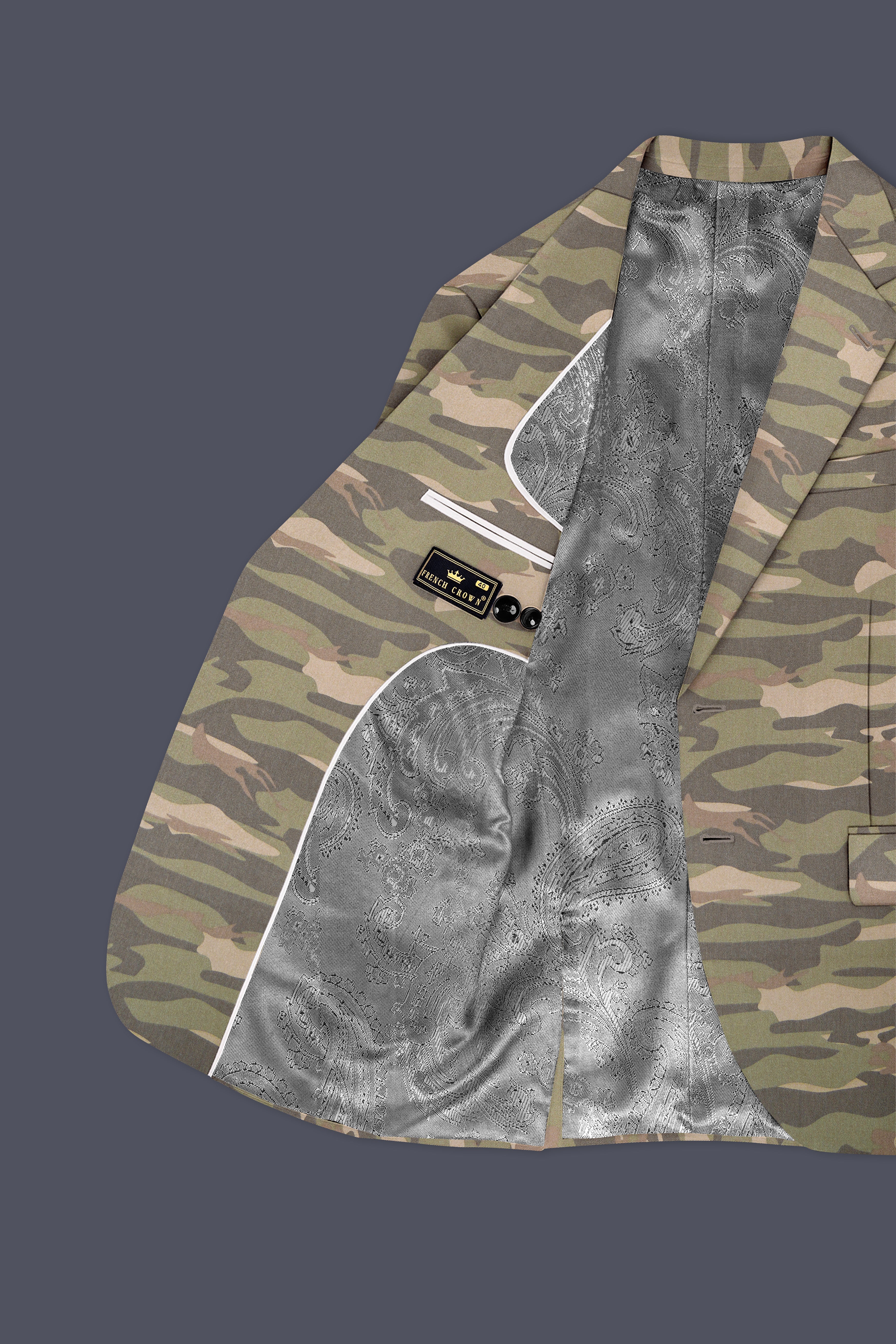 Wengoro-Crocodile Brown And Wenge Camouflage Printed Cotton Single Breasted Blazer