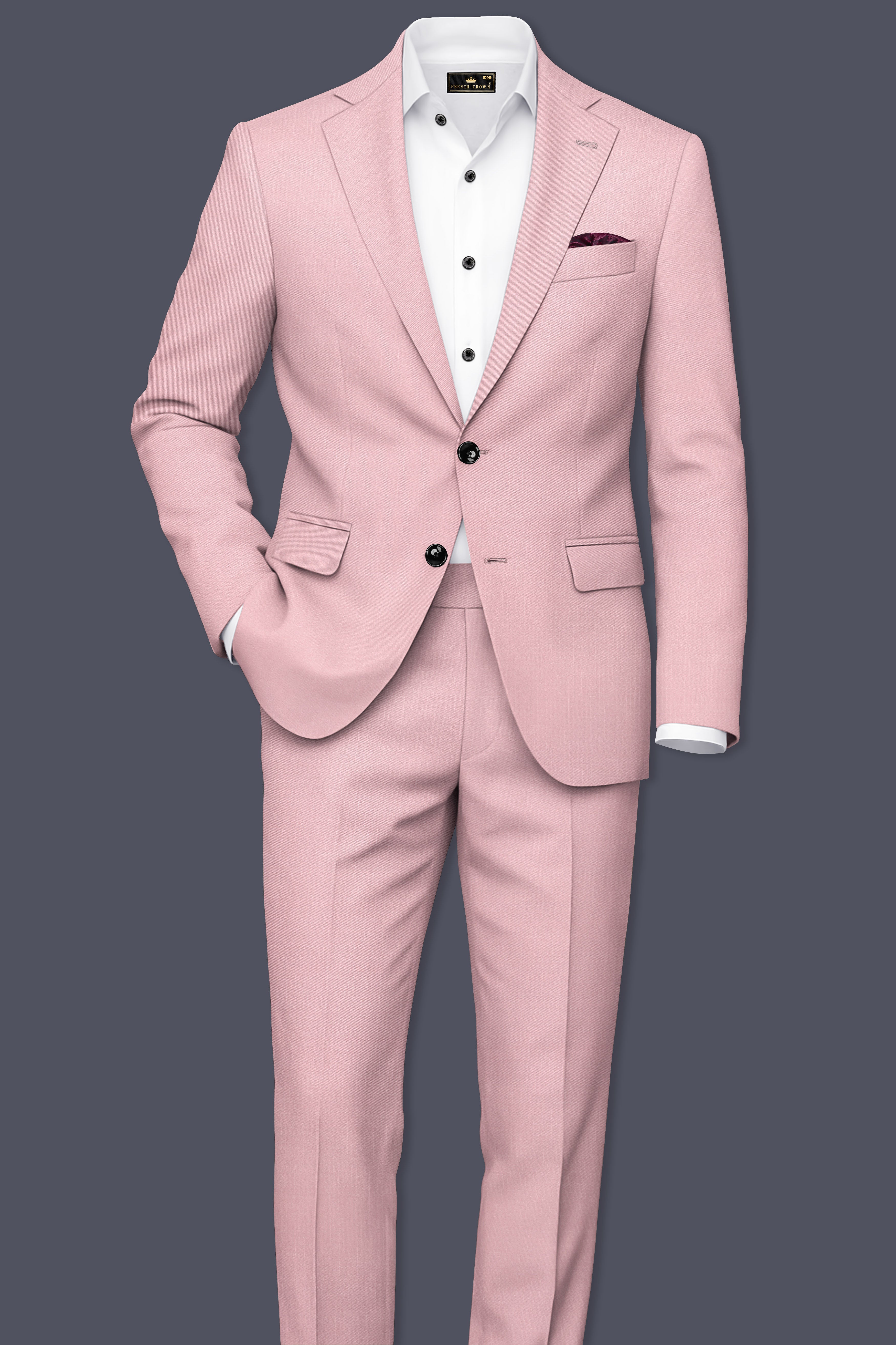 Aurerosa-Rose Pink Wool Rich Single Breasted Blazer