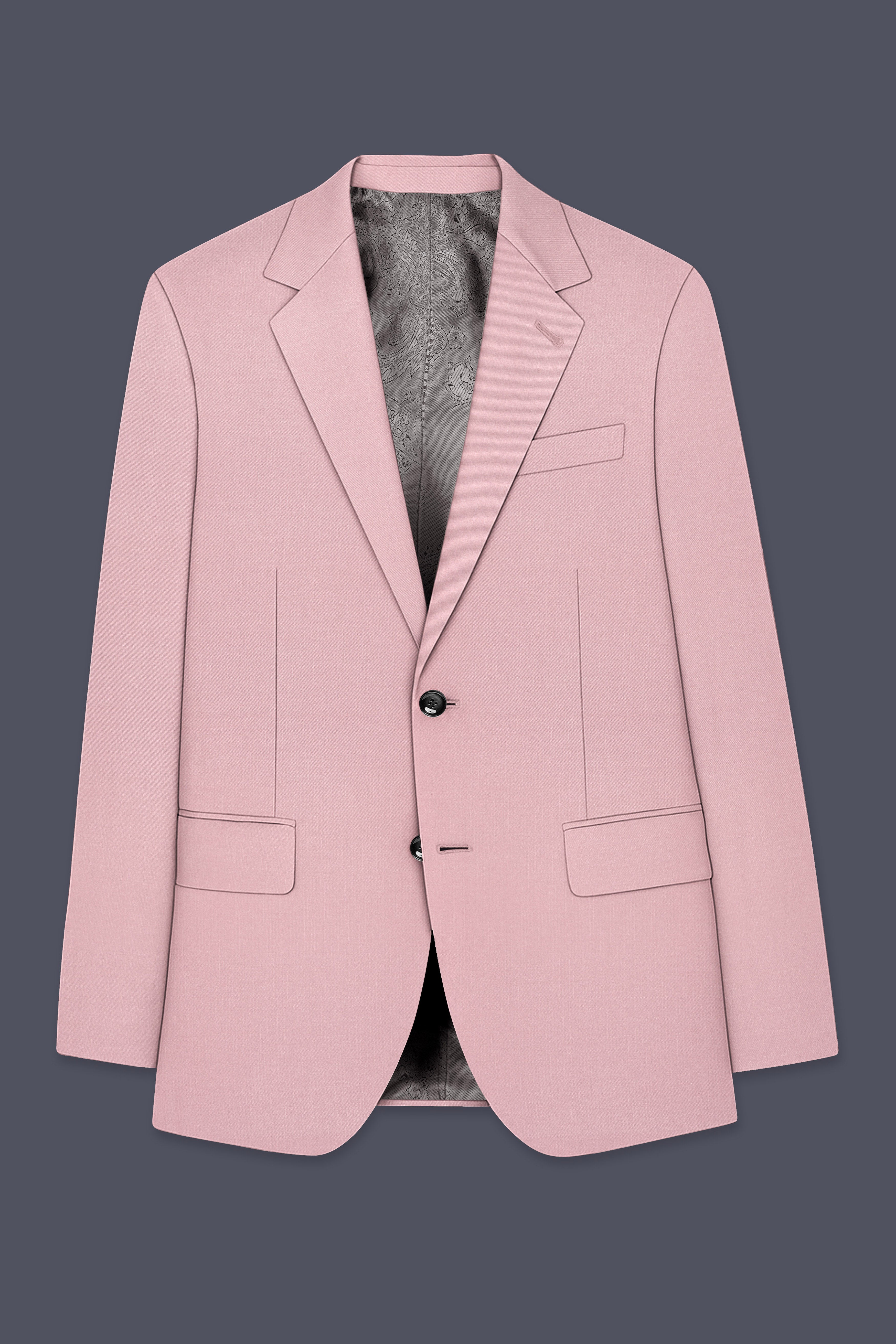 Aurerosa-Rose Pink Wool Rich Single Breasted Blazer