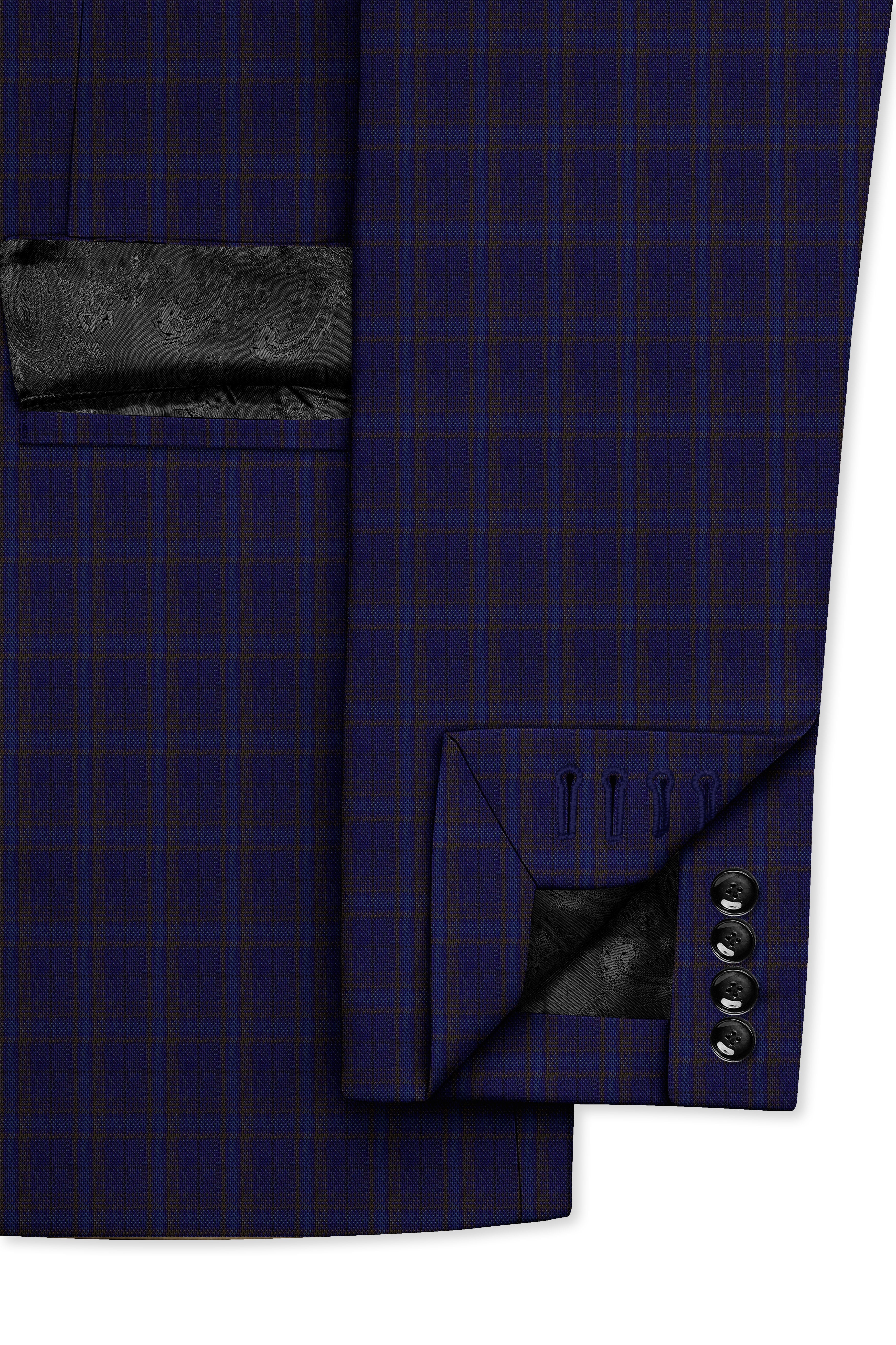 Plaivoro-Halti Blue Plaid Wool Rich Single Breasted Blazer