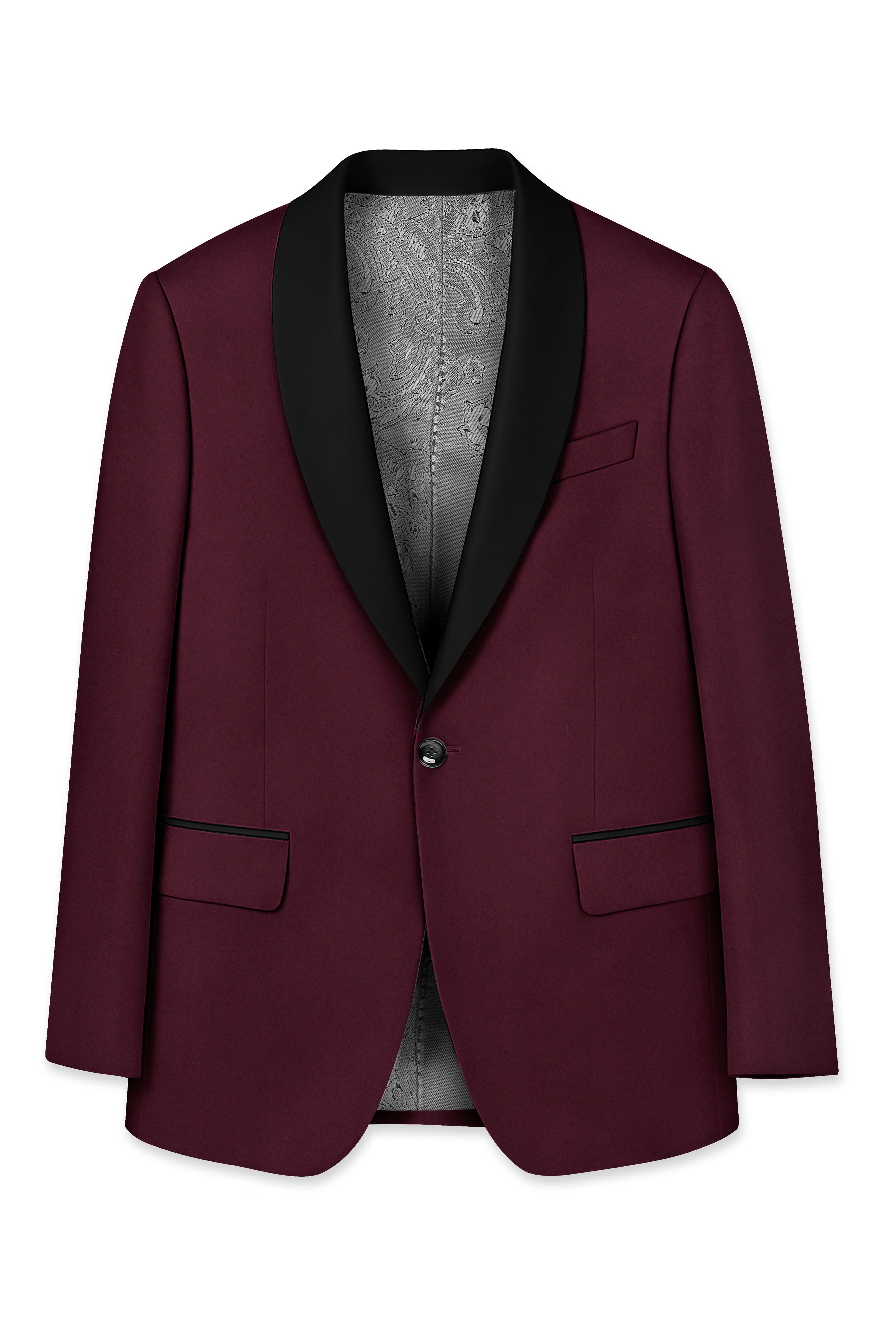 Flexmaro-Korean Crater Maroon 4-Way Stretch Wrinkle-Free Wool Rich Tuxedo Blazer