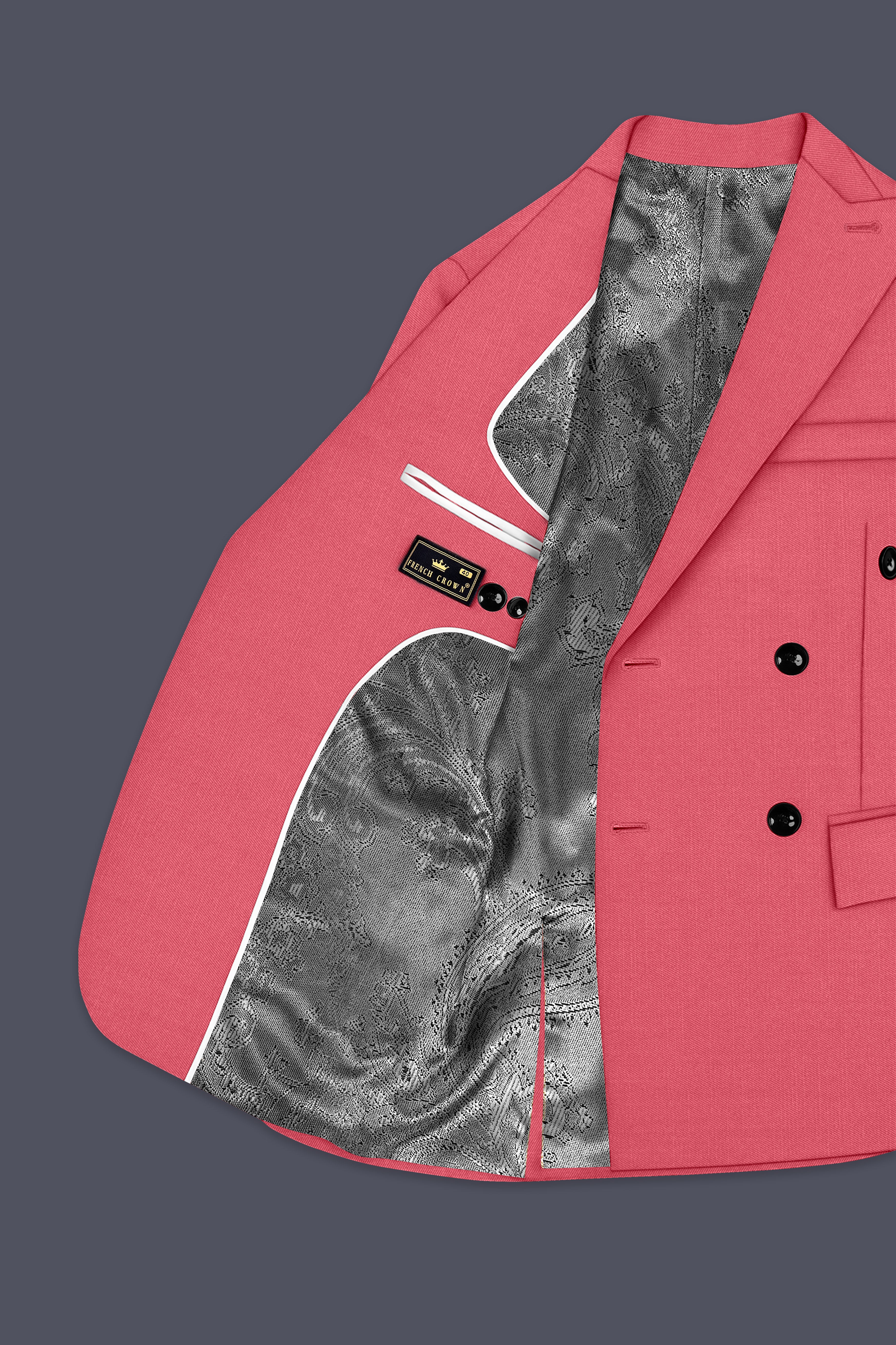 Aurerosa-Roman Pink Wool Rich Double Breasted Slight Stretch Blazer