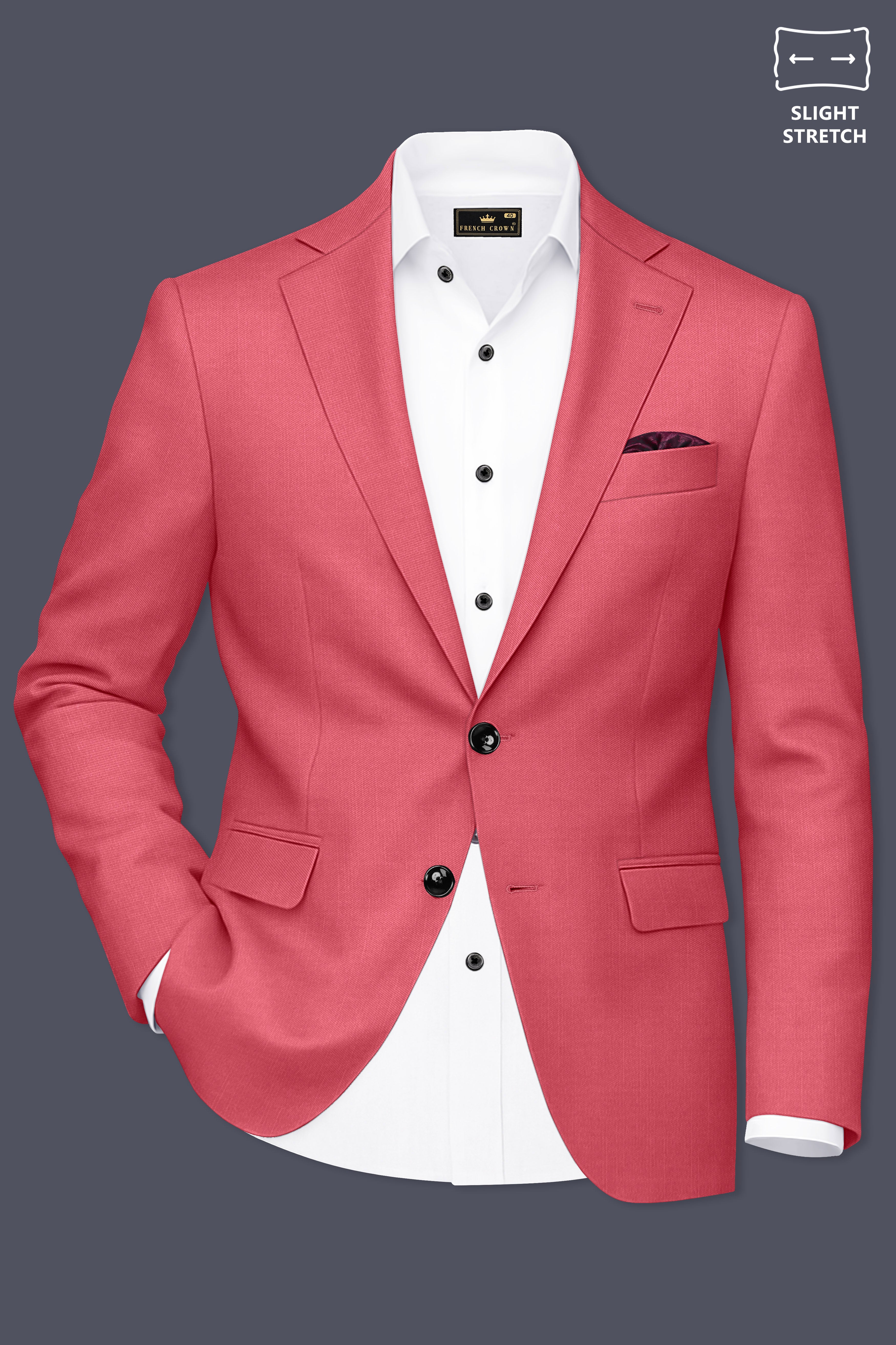 Aurerosa-Roman Pink Wool Rich Single Breasted Slight Stretch Blazer