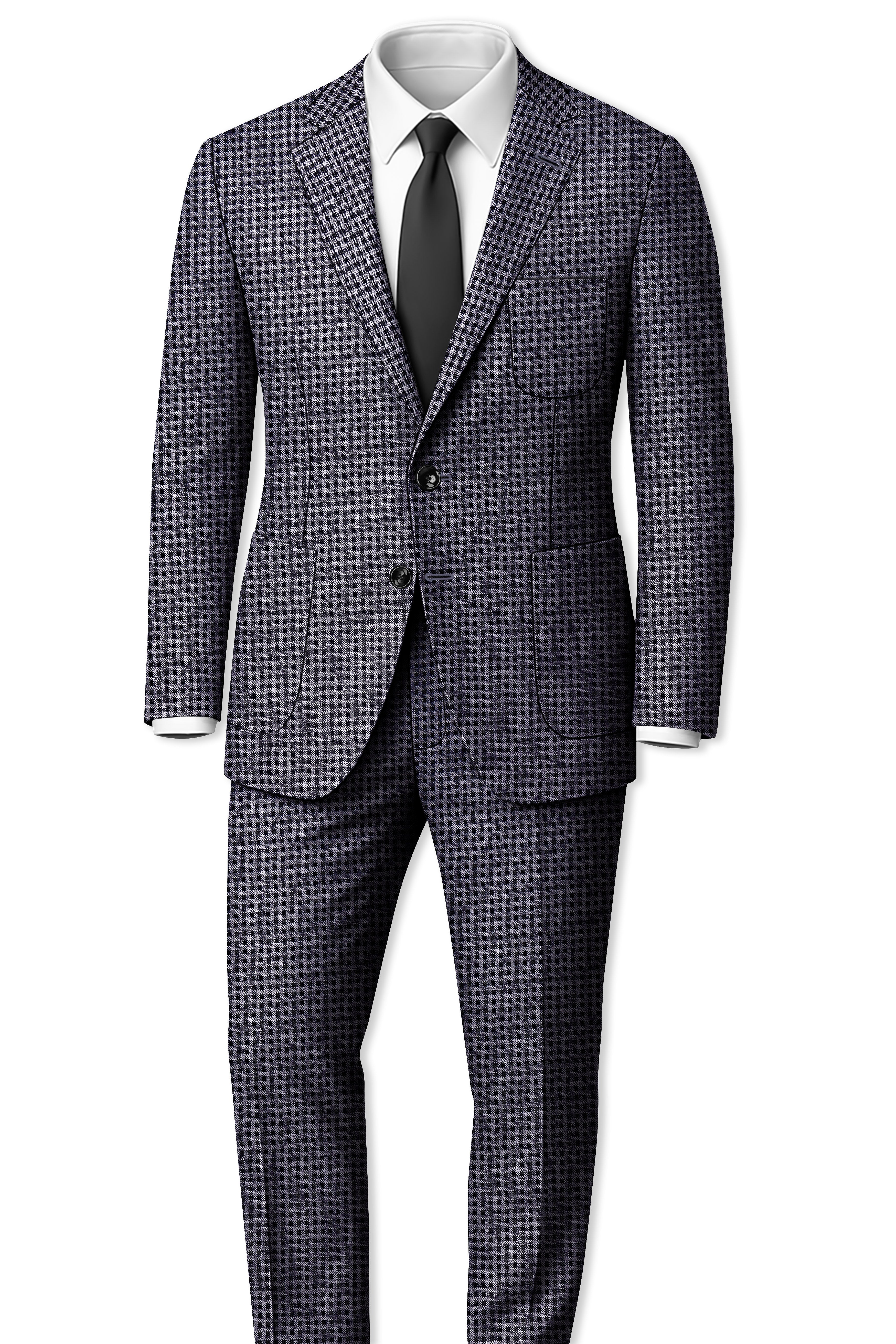 Zenith-Mirage Blue And venus Gray Gingham Plaid Tweed Single Breasted Sports Blazer