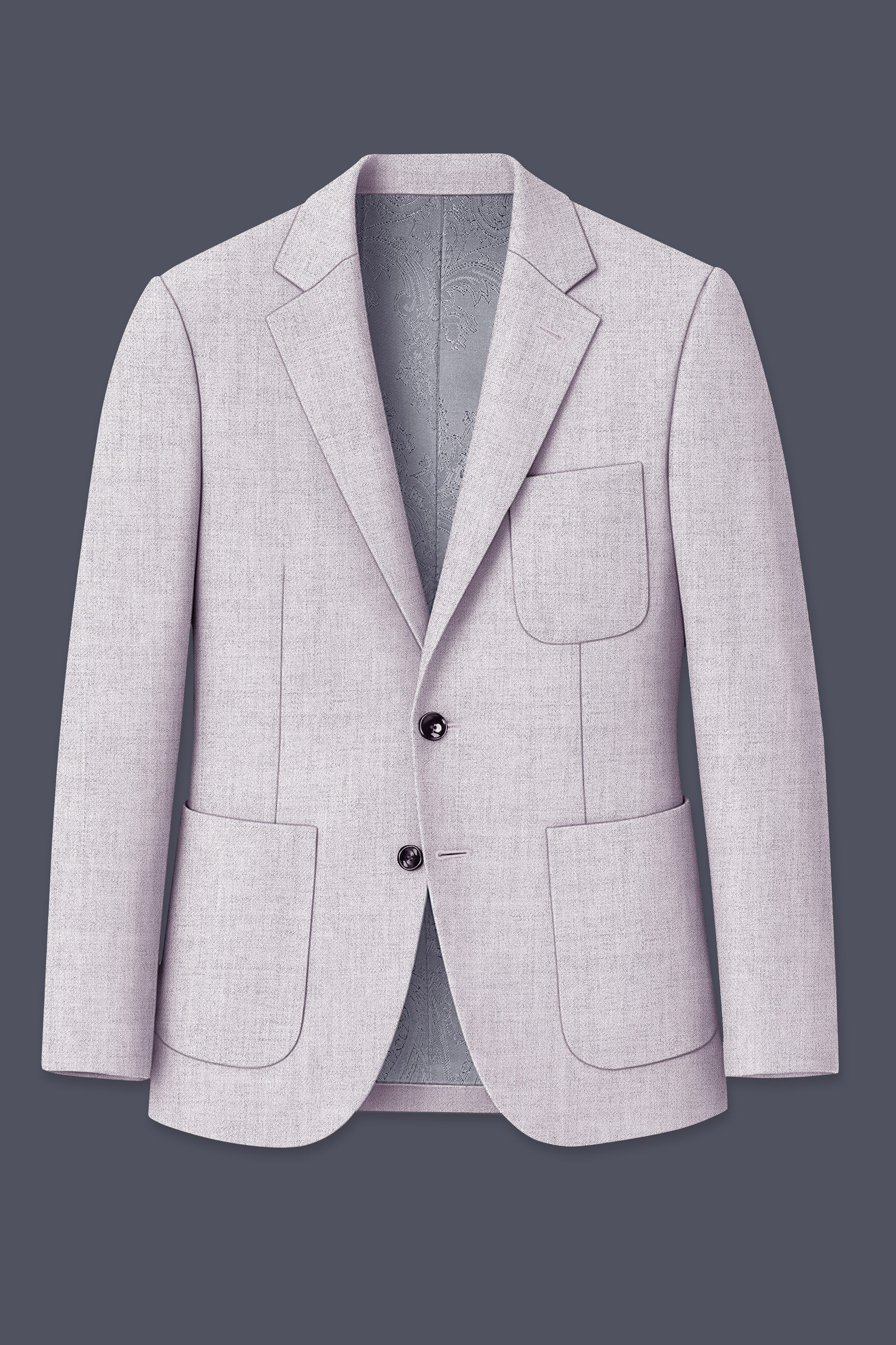 Glacier-Lilac Gray Textured Tweed Single Breasted Sports Blazer