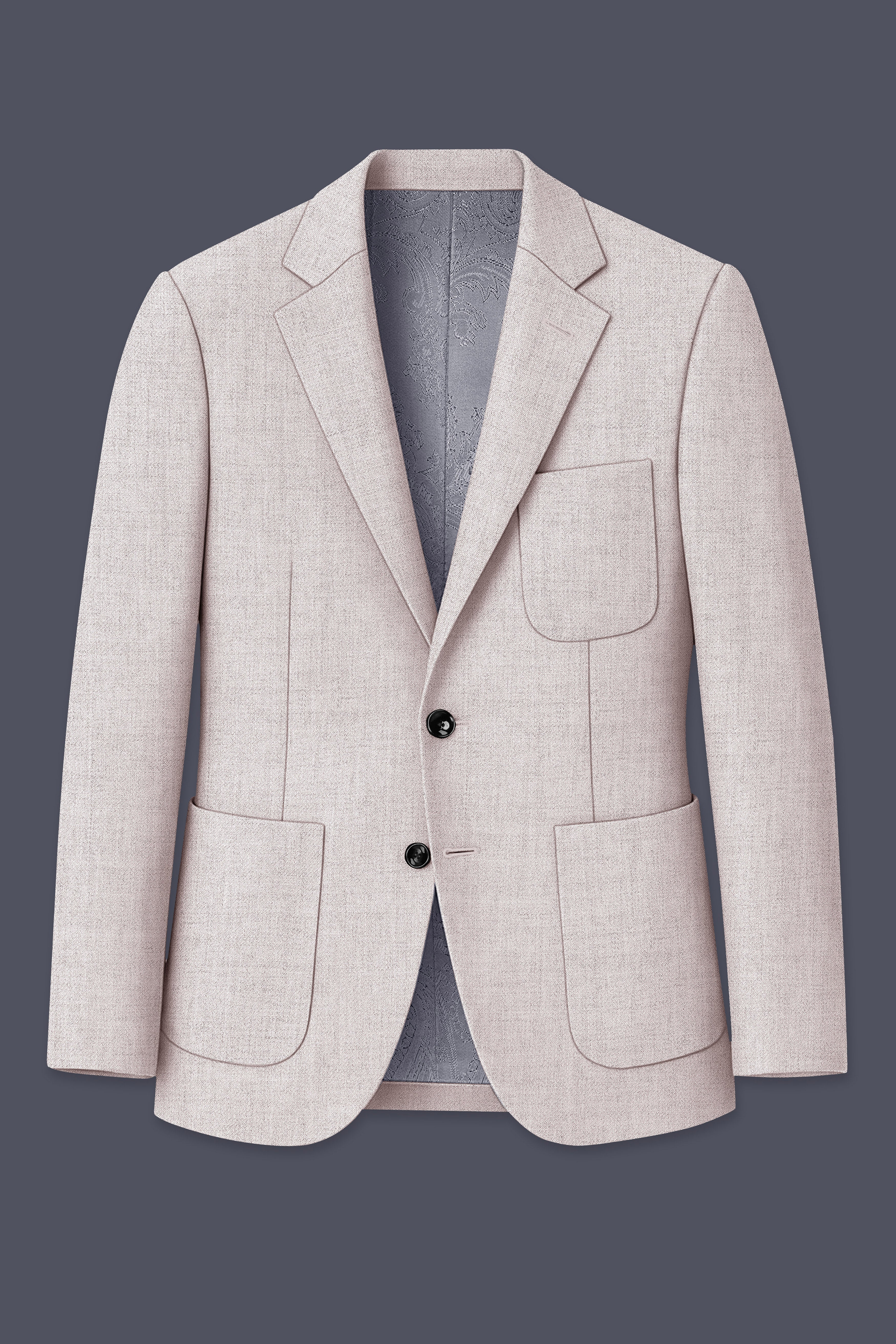 Ivorytail-Timberwolf Cream Textured Tweed Single Breasted Sports Blazer