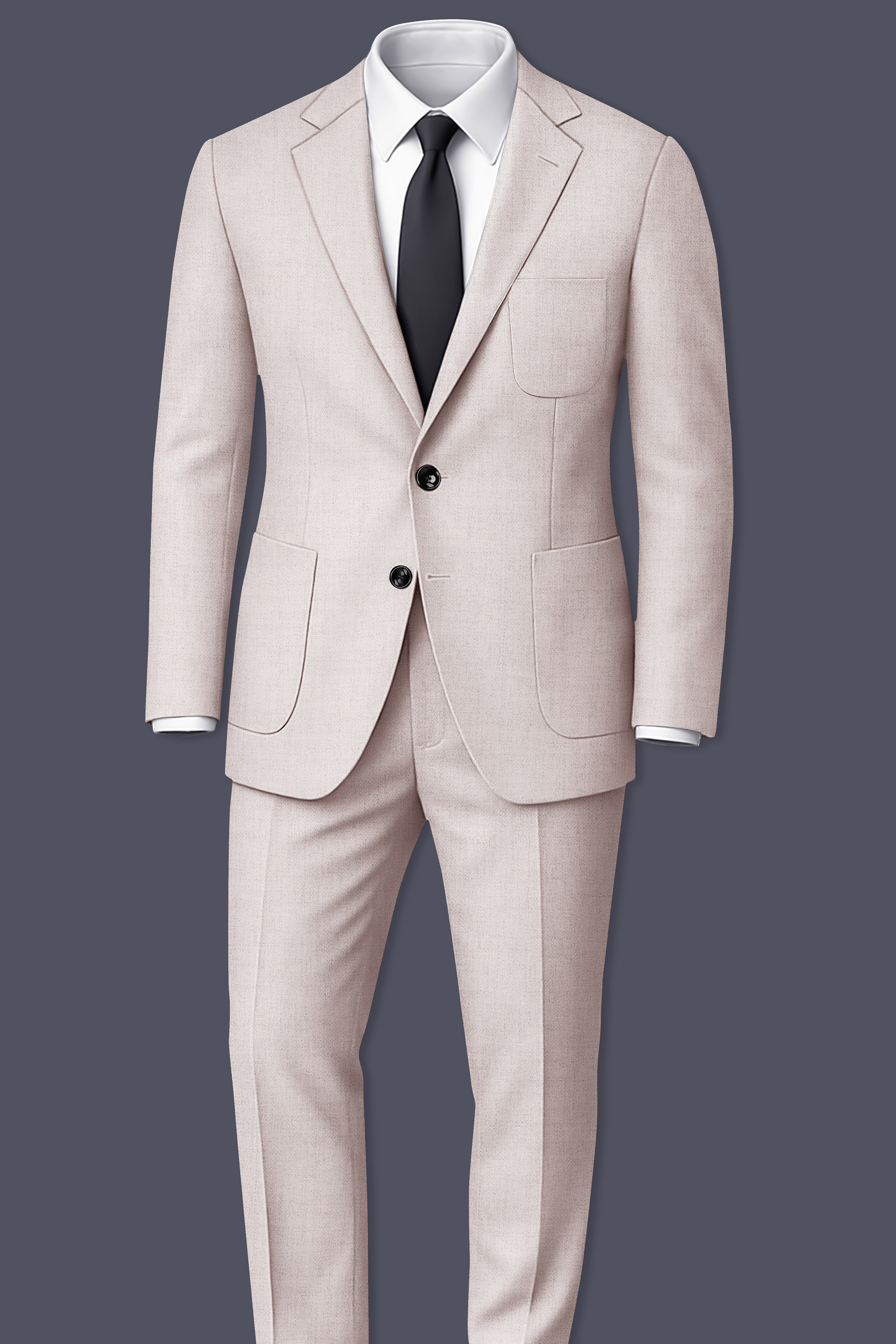 Ivorytail-Timberwolf Cream Textured Premium Wool Rich Single