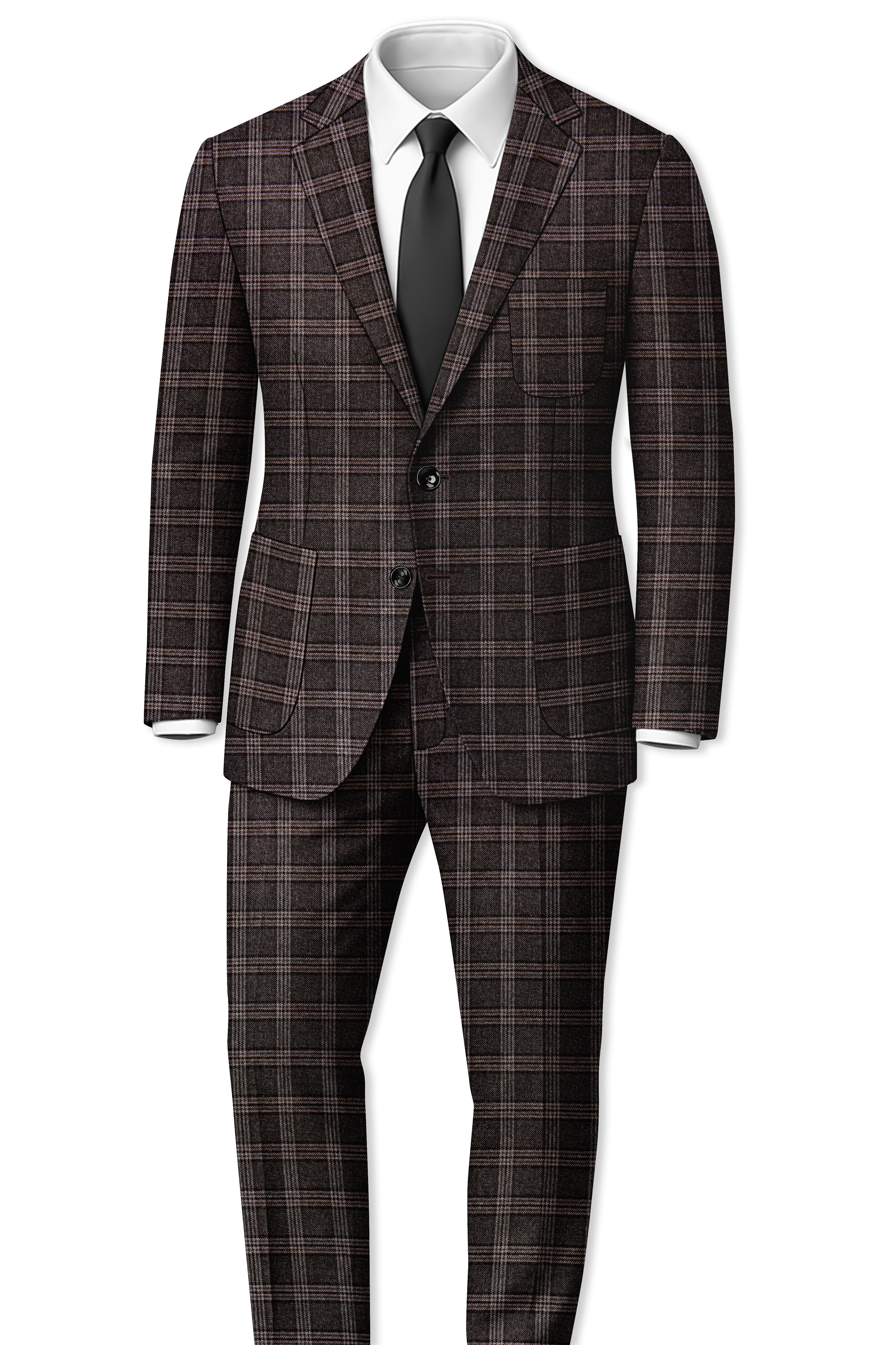 Eclenzo-Eclipse Brown Plaid Tweed Single Breasted Sports Blazer