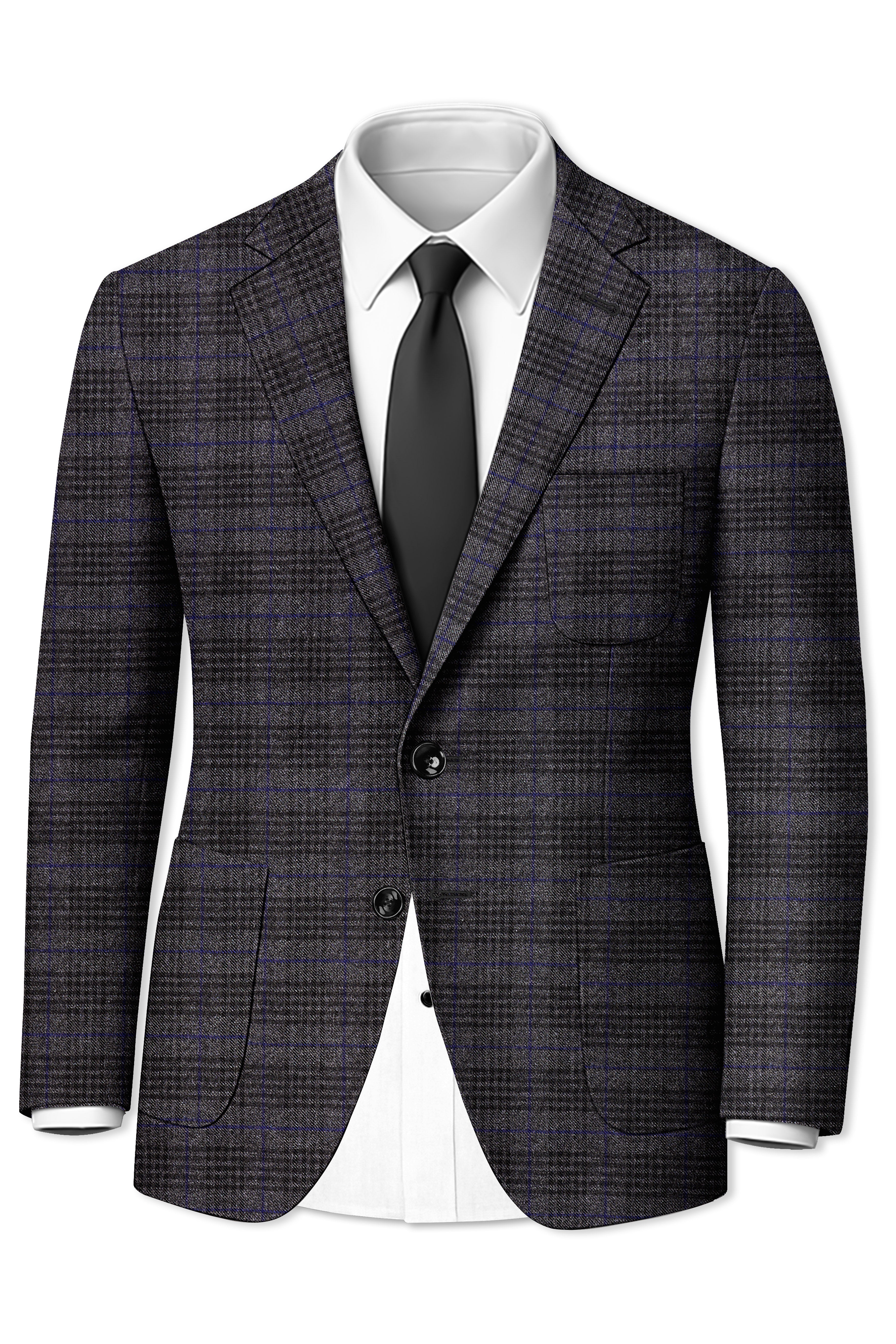 Cinerro-Shark Gray Plaid Tweed Single Breasted Sports Blazer
