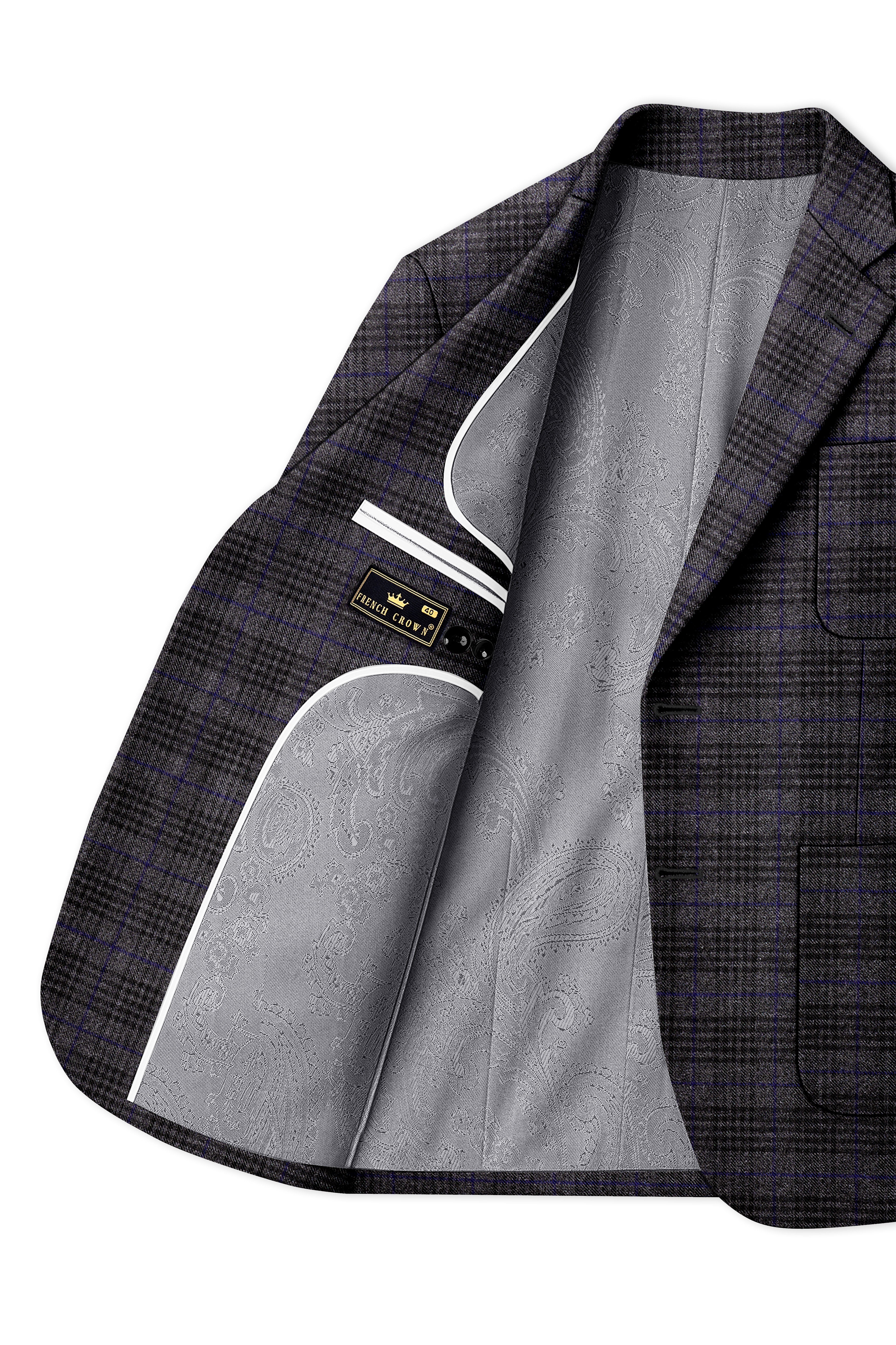 Cinerro-Shark Gray Plaid Tweed Single Breasted Sports Blazer