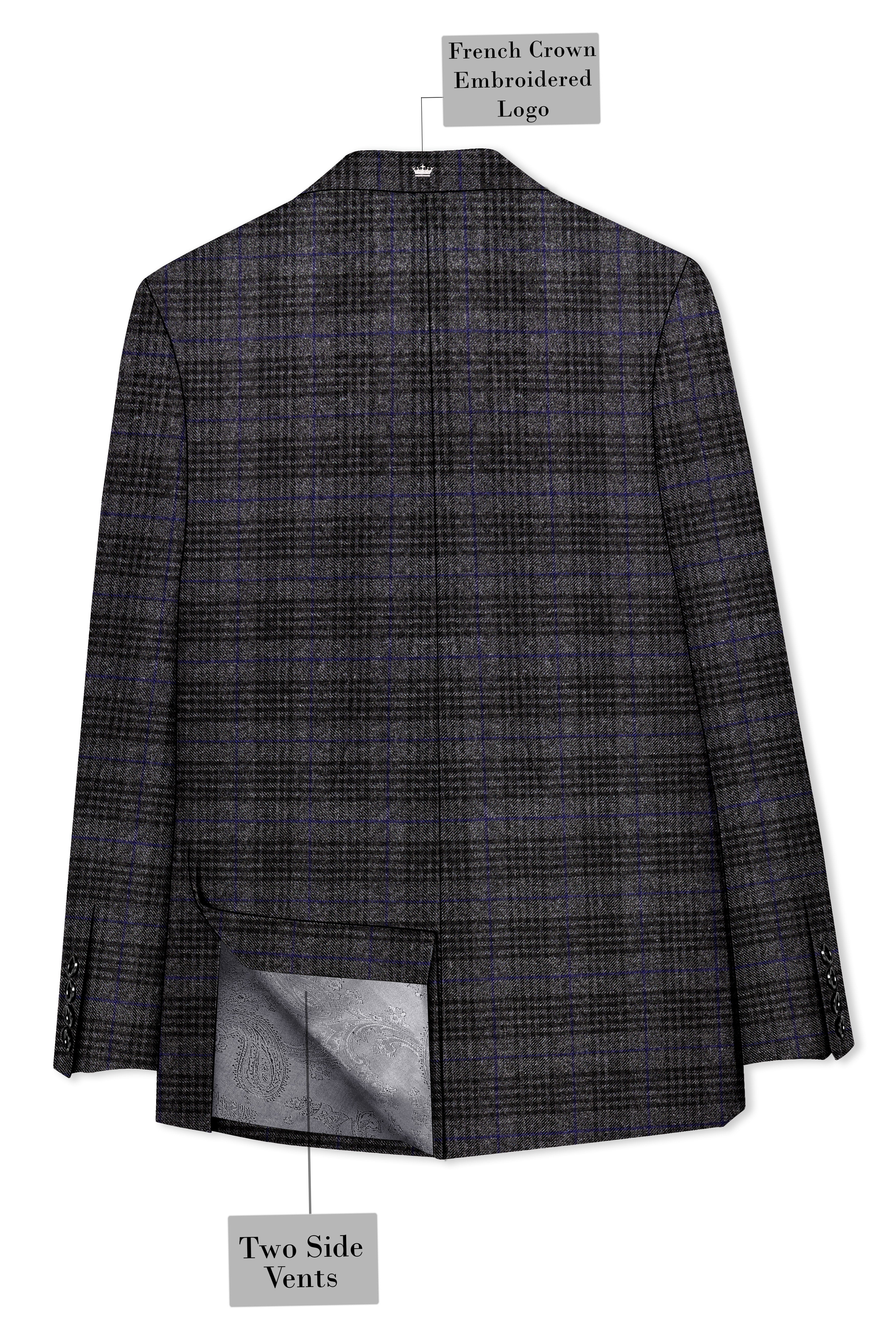 Cinerro-Shark Gray Plaid Tweed Single Breasted Sports Blazer