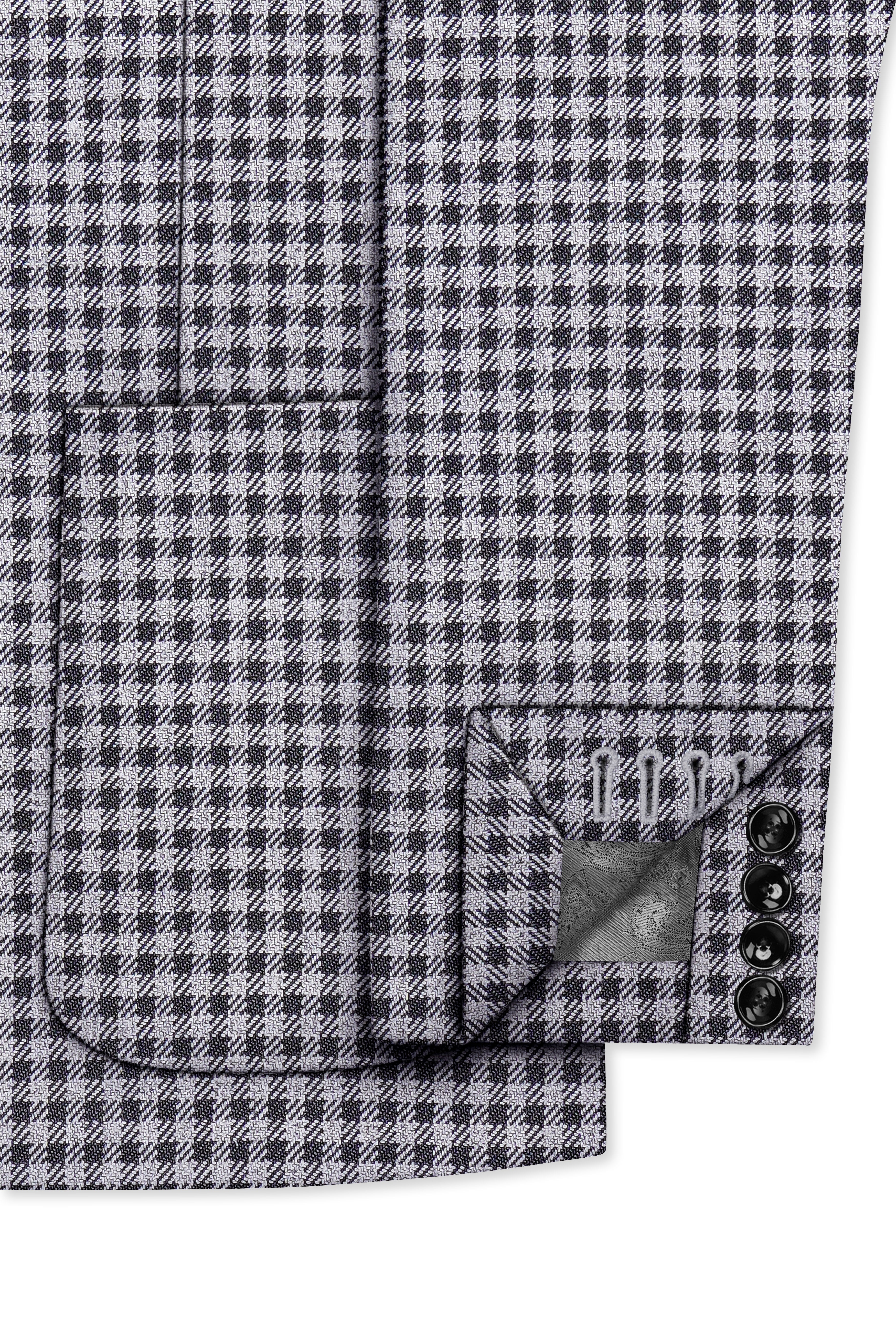 Graphite-Metallic Gray And Tuatara Gingham Plaid Tweed Single Breasted Sports Blazer