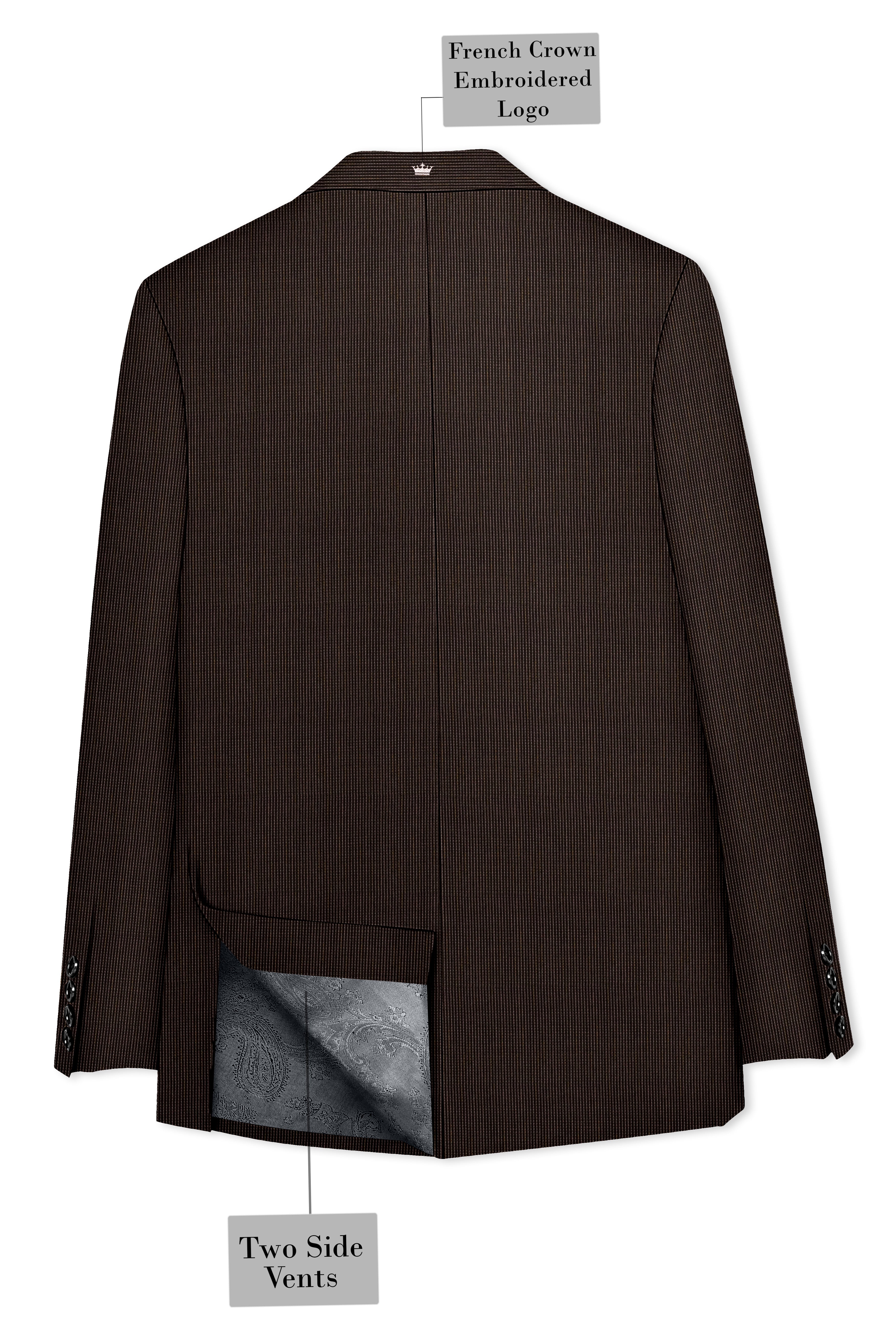 Brunvoro-Acadia Brown Textured Wool Rich Single Breasted Blazer
