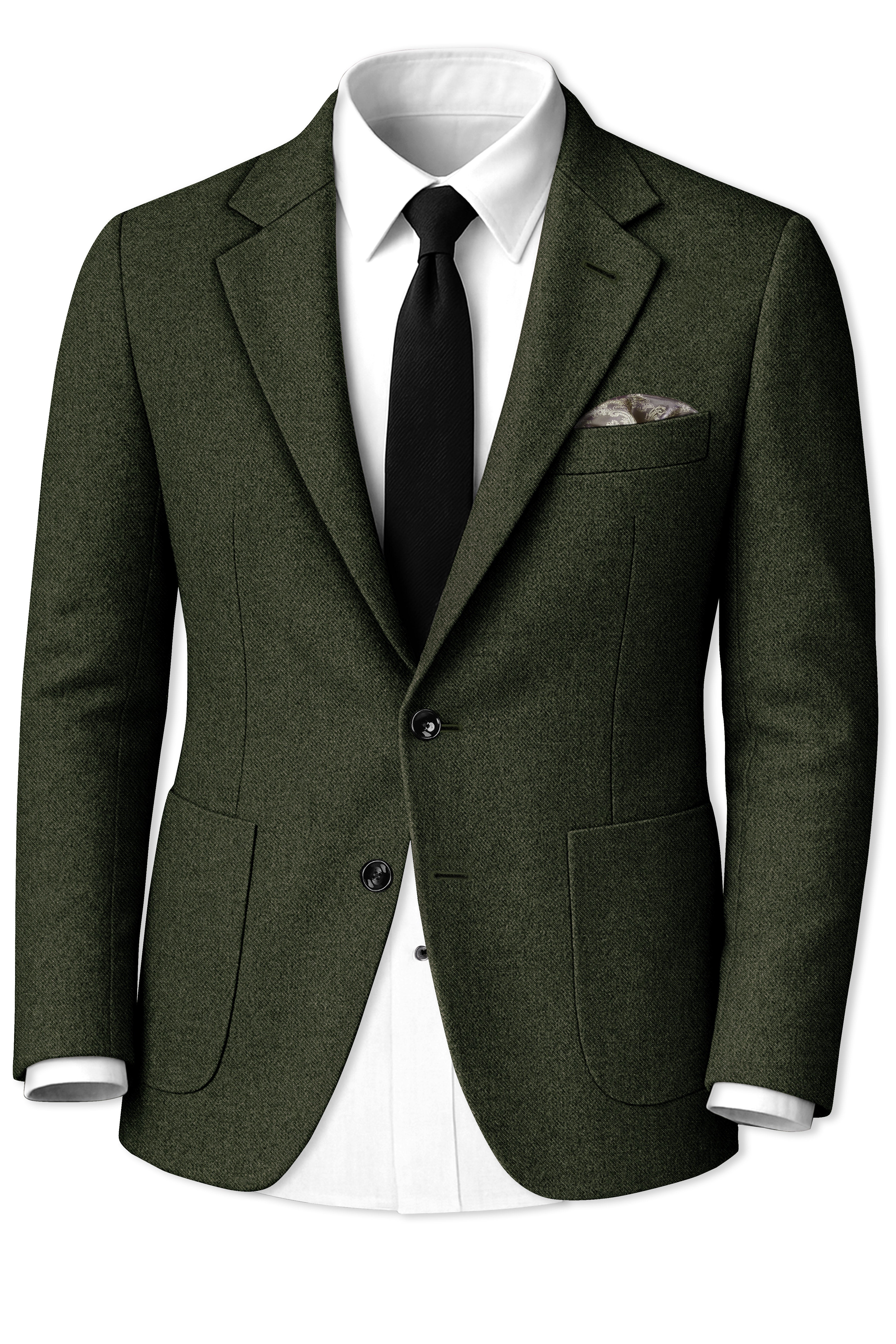 Olvoro-Rifle Green Textured Tweed Single Breasted Sports Blazer