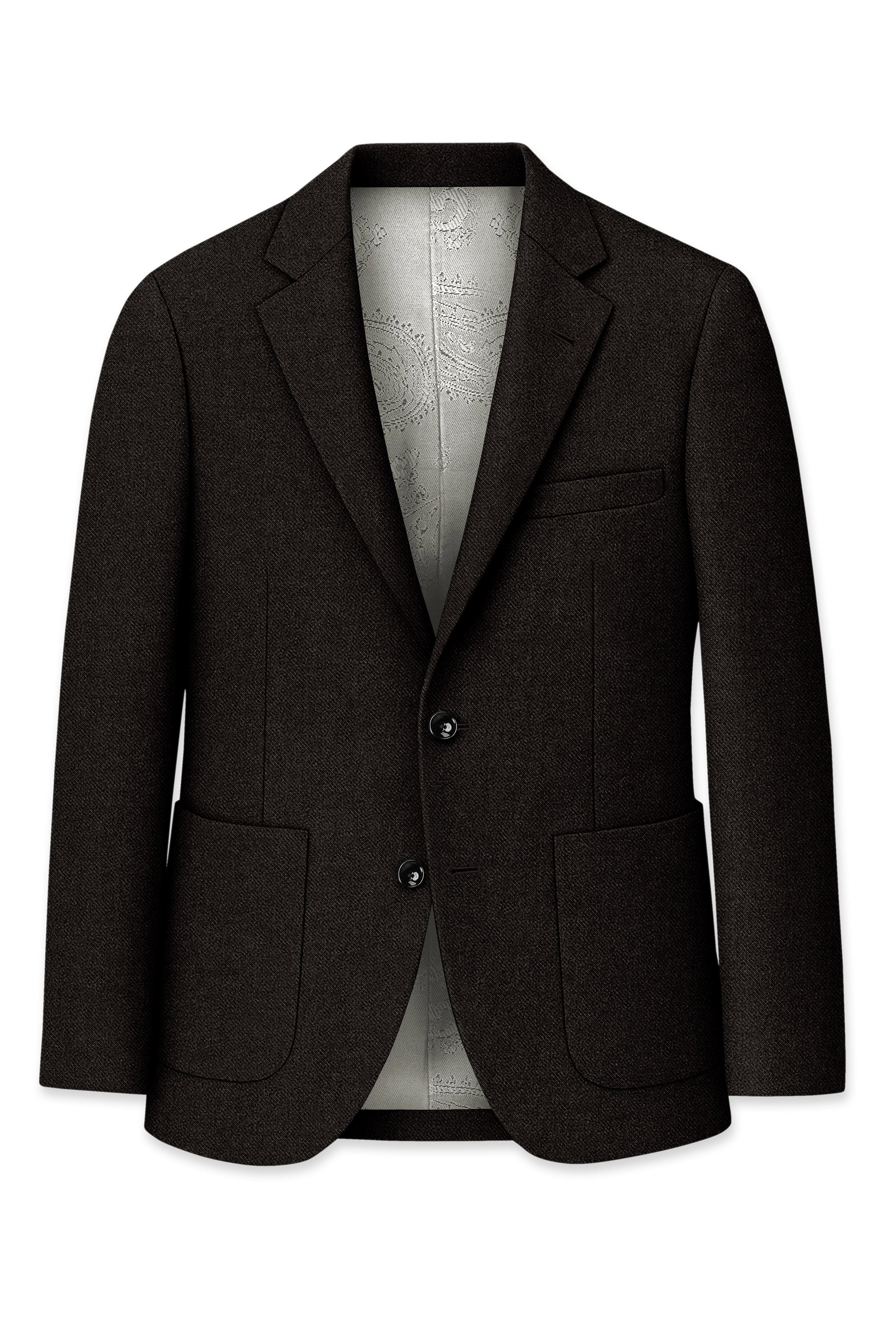 Aurezeus-Zeus Brown Textured Tweed Single Breasted Sports Blazer