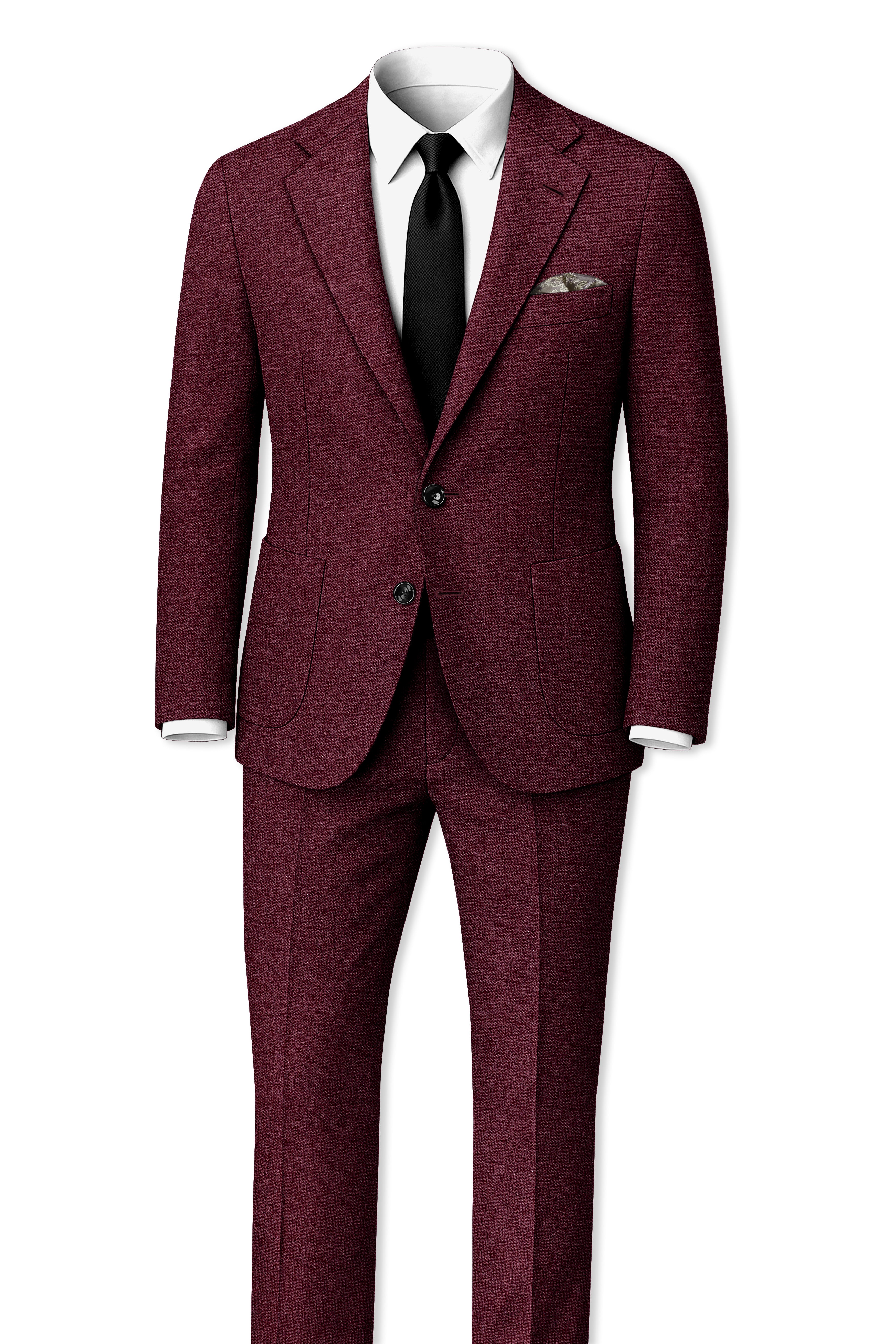 Burgvoro-Crated Maroon Textured Tweed Single Breasted Sports Blazer