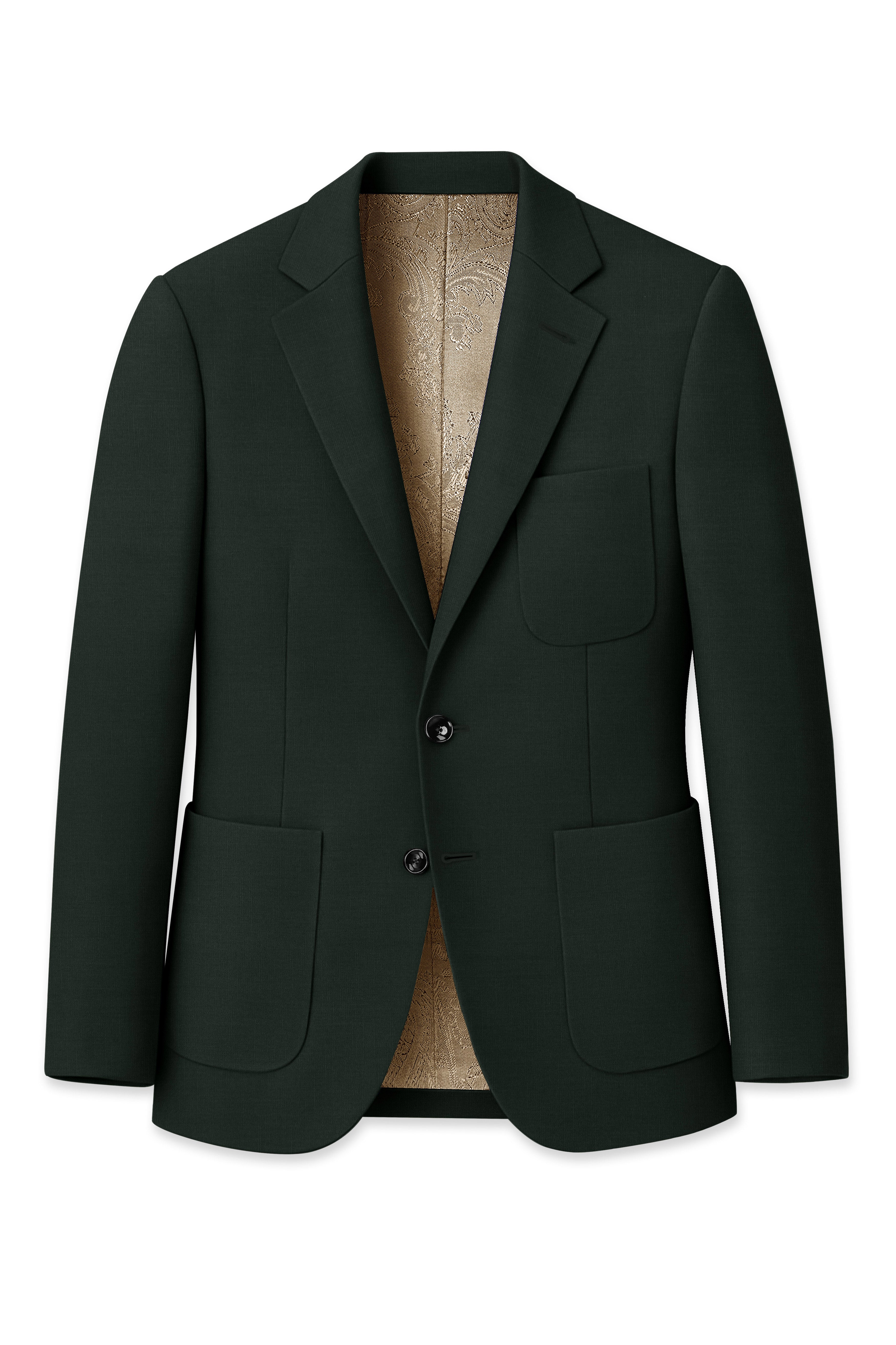 Virenza-Rangoon Green Solid Premium Cotton Single Breasted Sports Blazer