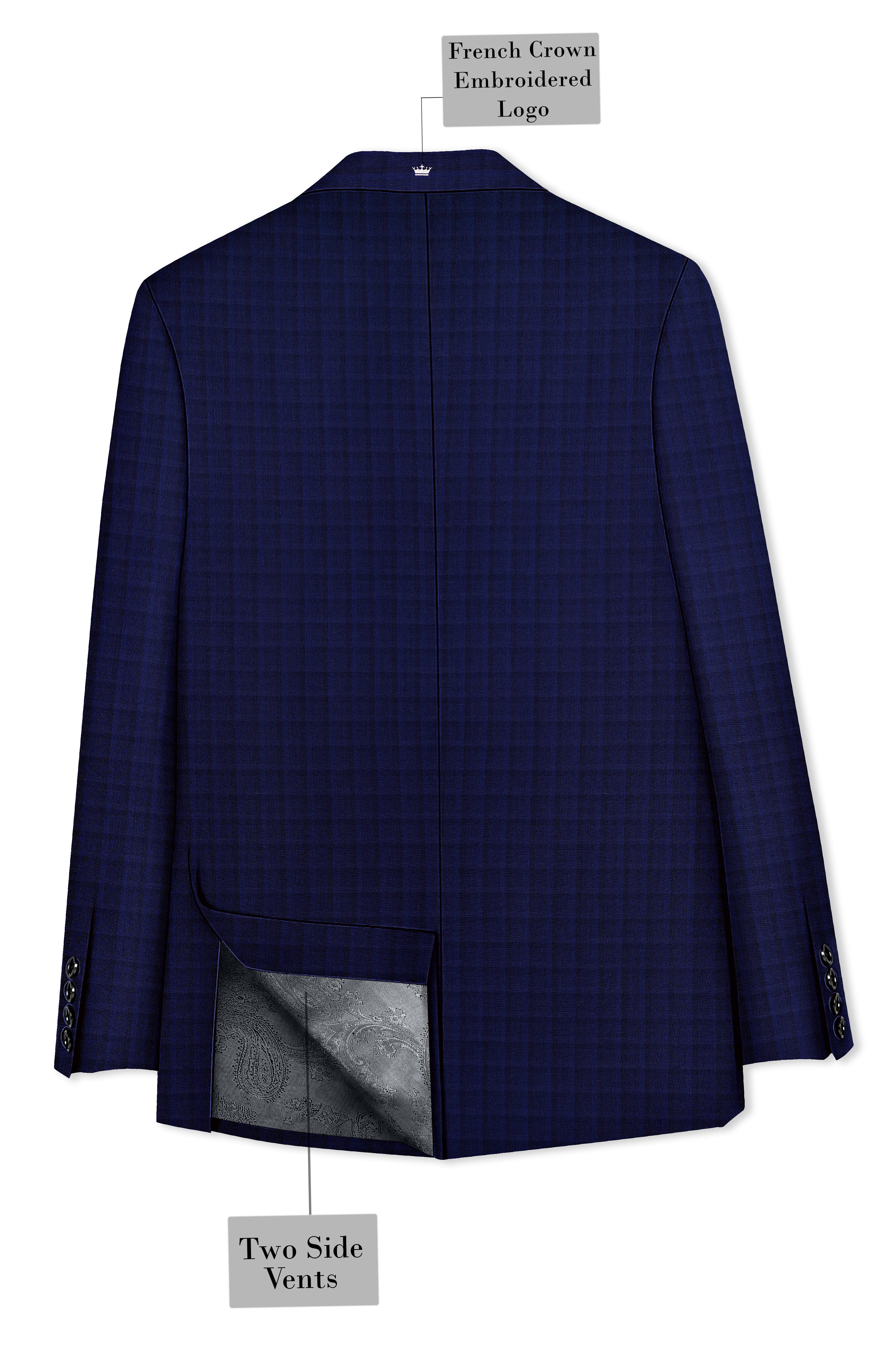 Aurebunt-Bunting Blue Plaid Wool Rich Single Breasted Blazer