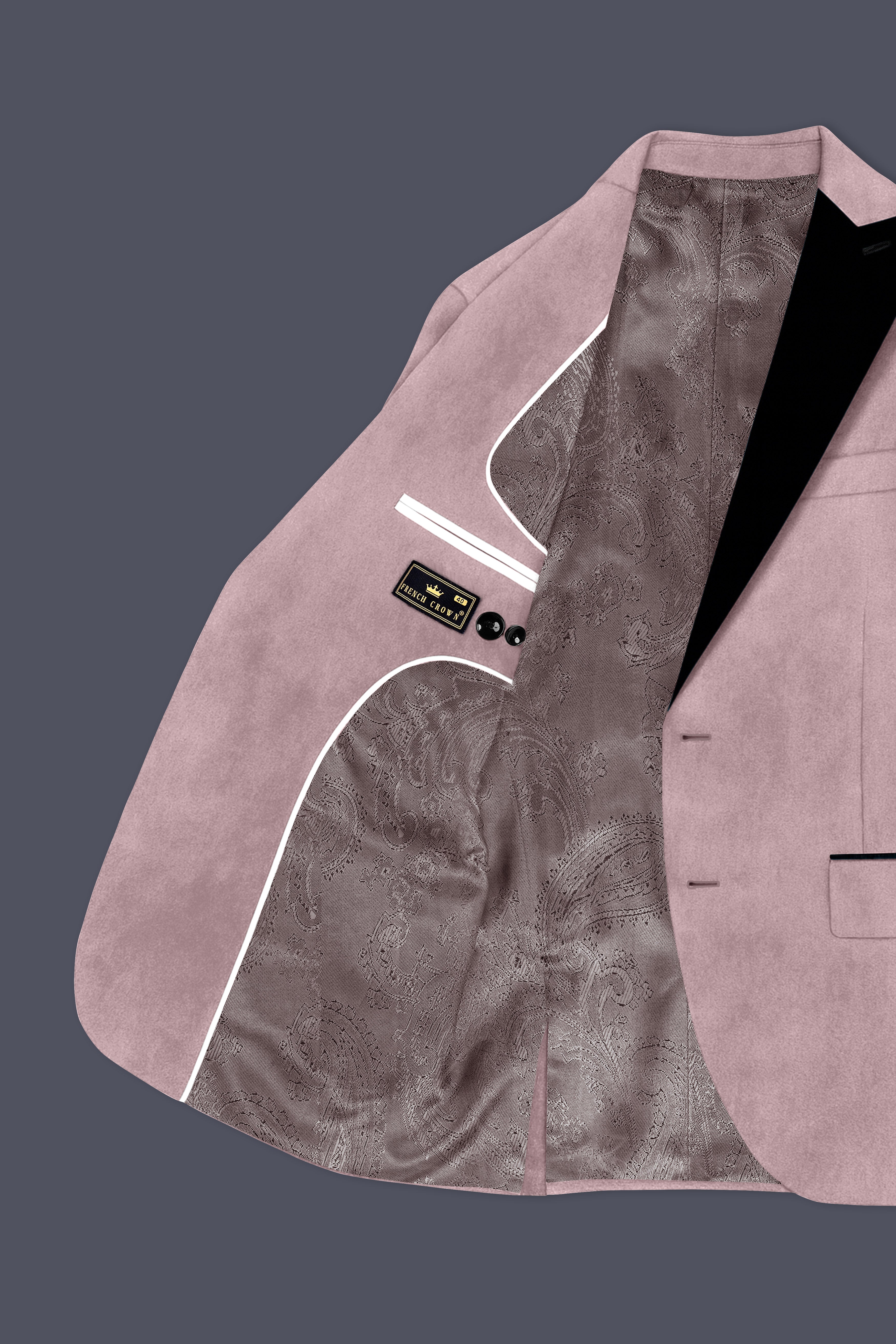 Rosvoro-Calming Pink Velvet Peak Lapel Tuxedo Blazer