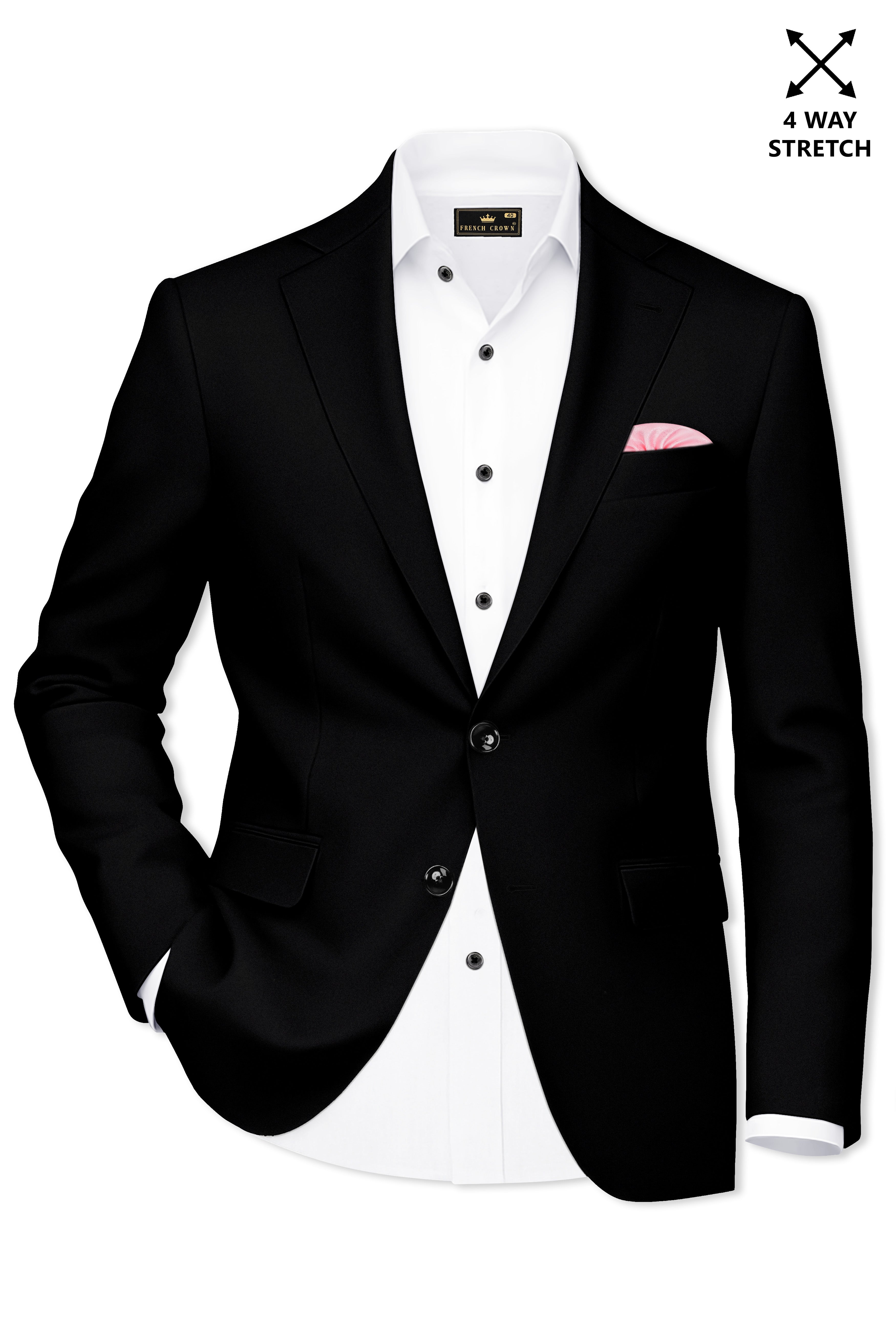 kuroフランネル Kuro-Japanese Black 4-Way Stretch Wrinkle-Free Solid Premium Wool