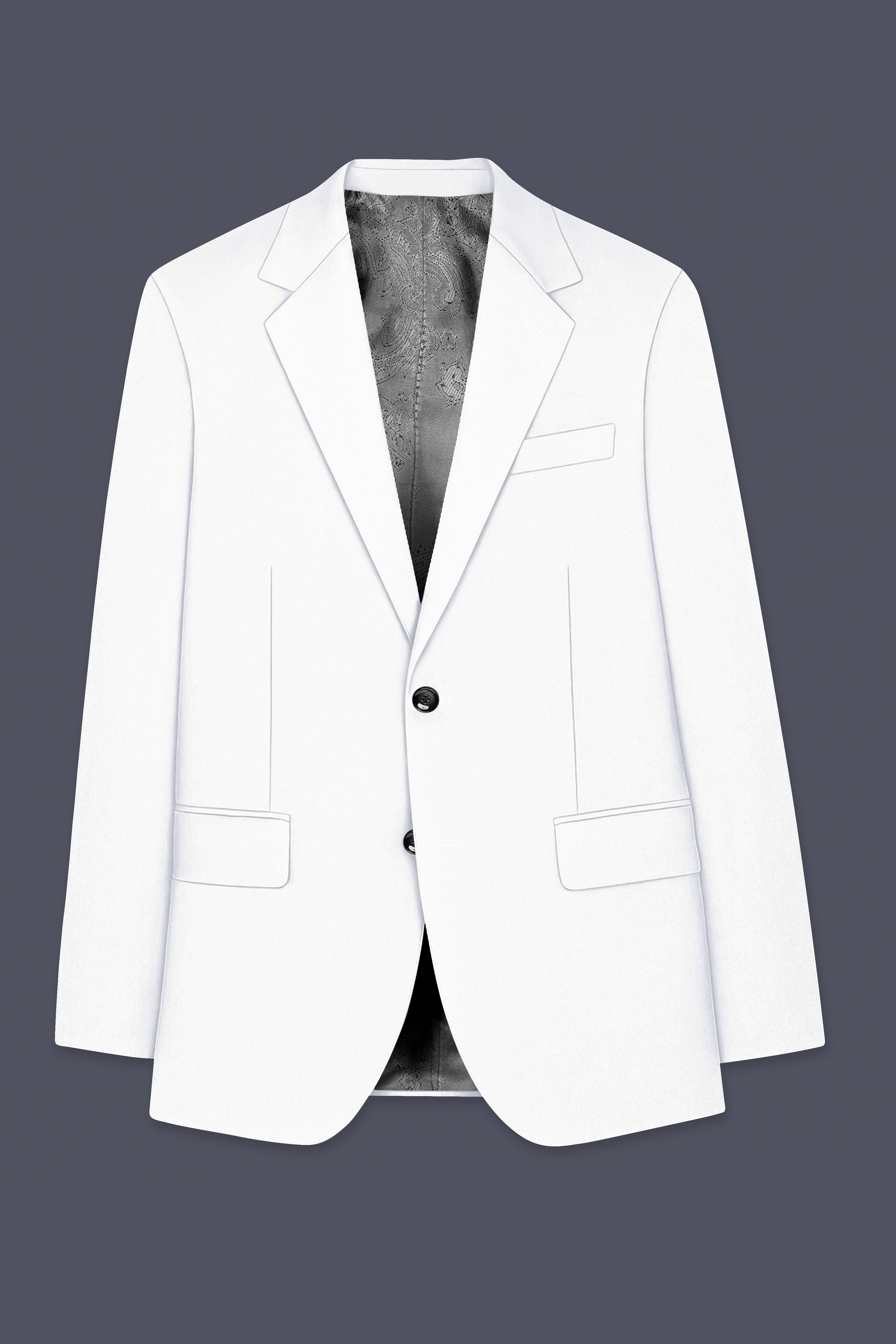 Shiro-Japanese Bright White 4-Way Stretch Wrinkle-Free Wool Rich Single Breasted Blazer