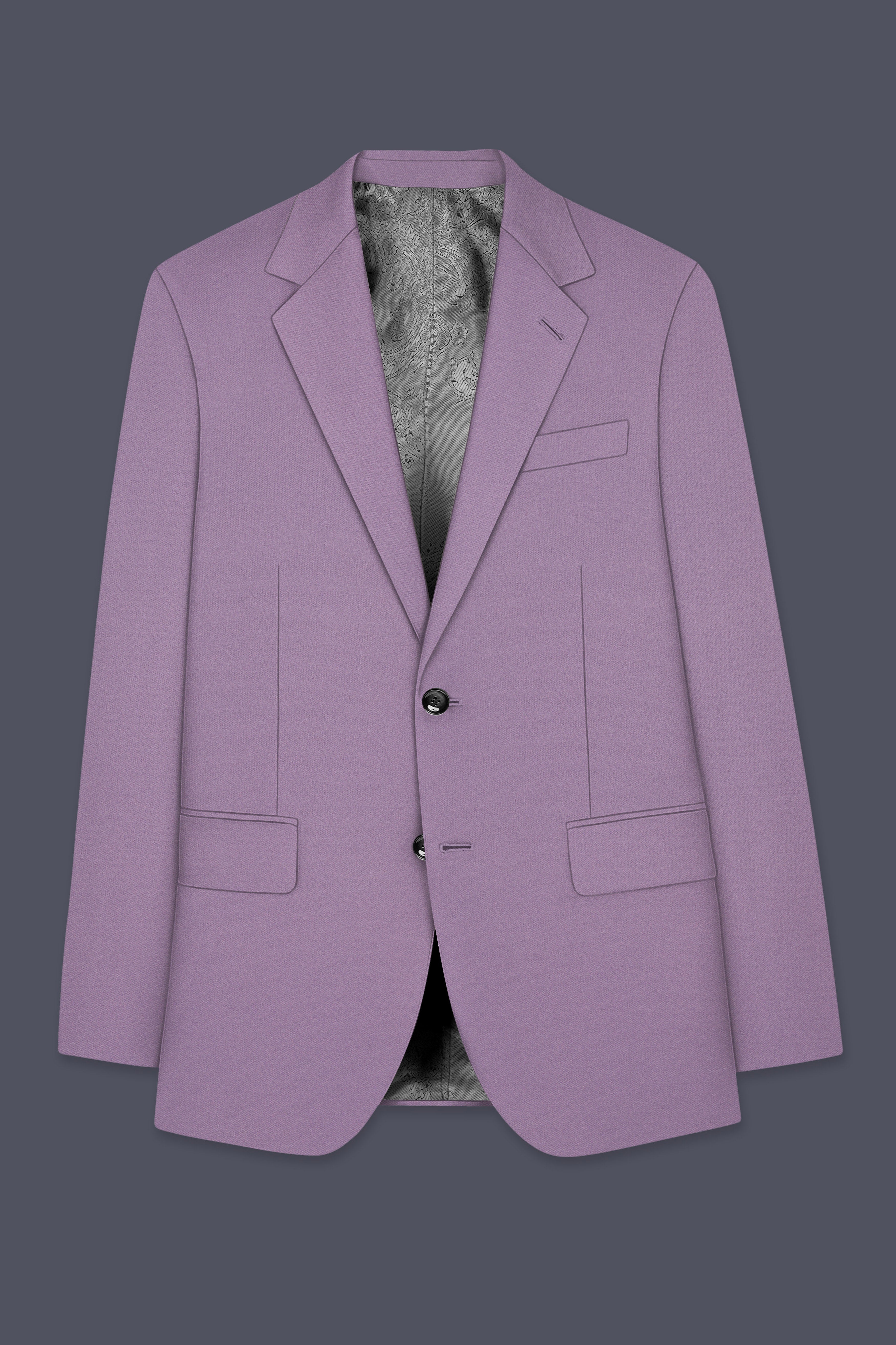 Violeto-Korean Mobster Purple 4-Way Stretch Wool Rich Single Breasted Blazer