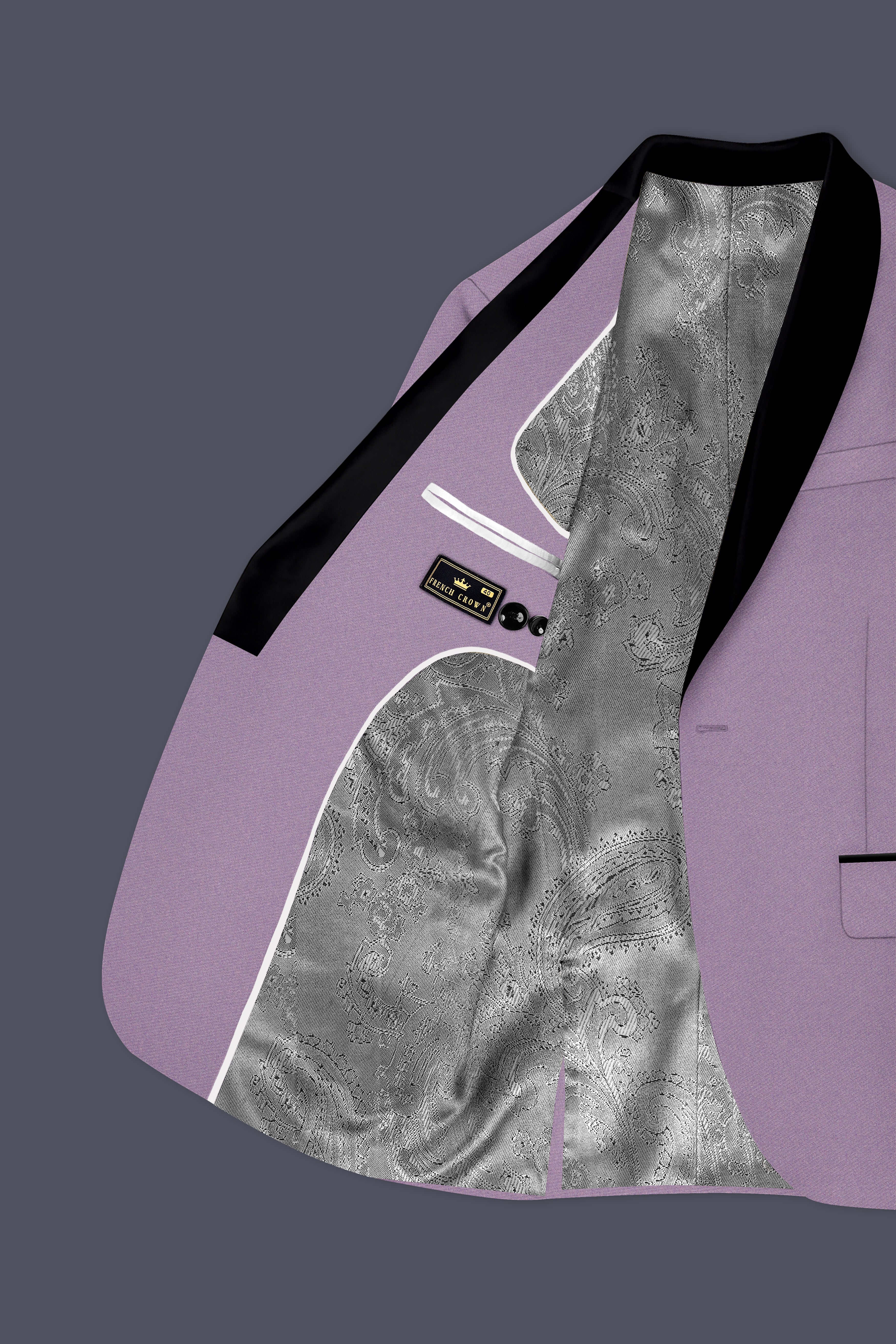 Violeto-Korean Mobster Purple 4-Way Stretch Wool Rich Tuxedo Blazer