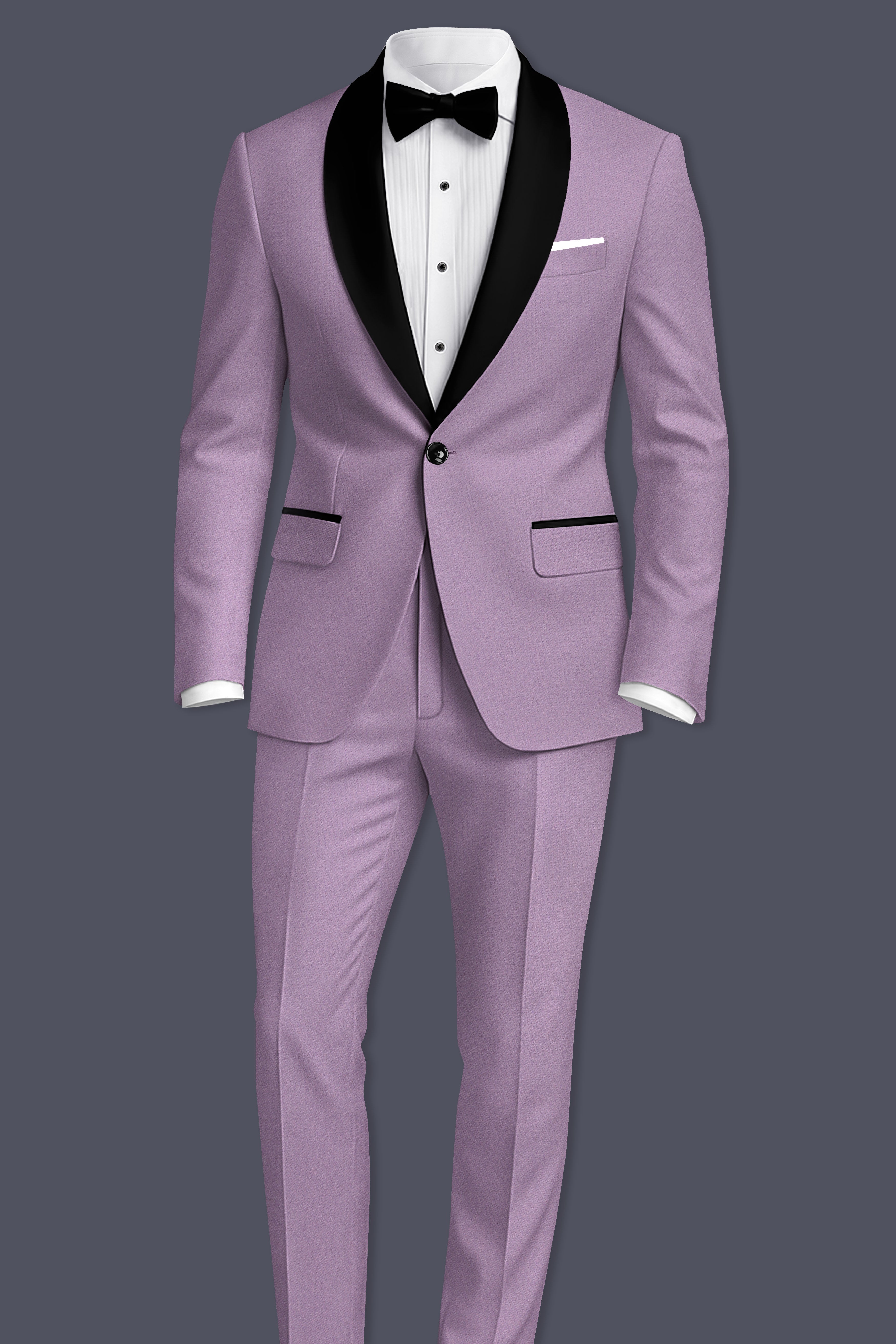Violeto-Korean Mobster Purple 4-Way Stretch Wool Rich Tuxedo Blazer