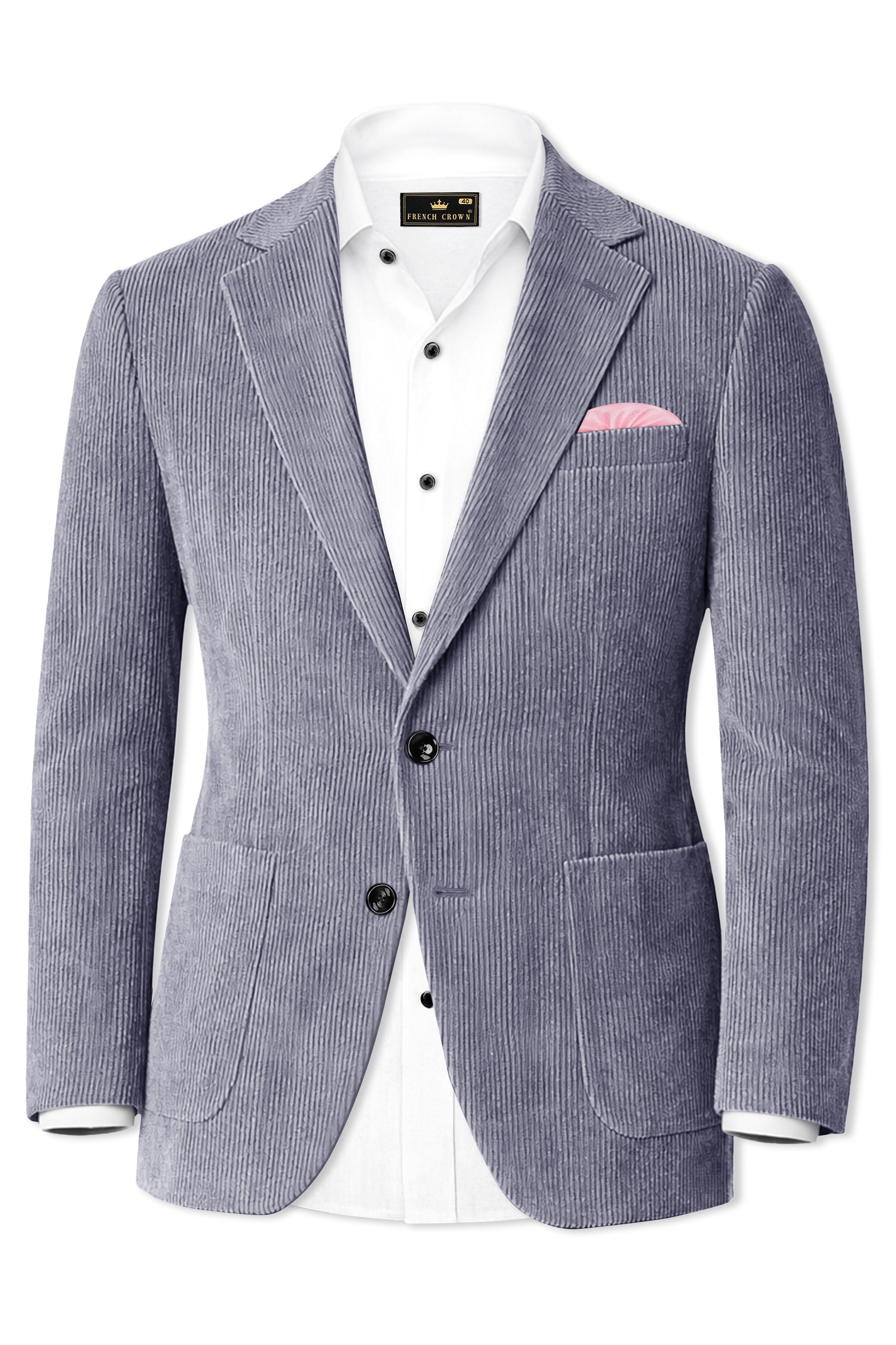 Ribvoro-Topaz Gray Corduroy Premium Single Breasted Sports Blazer