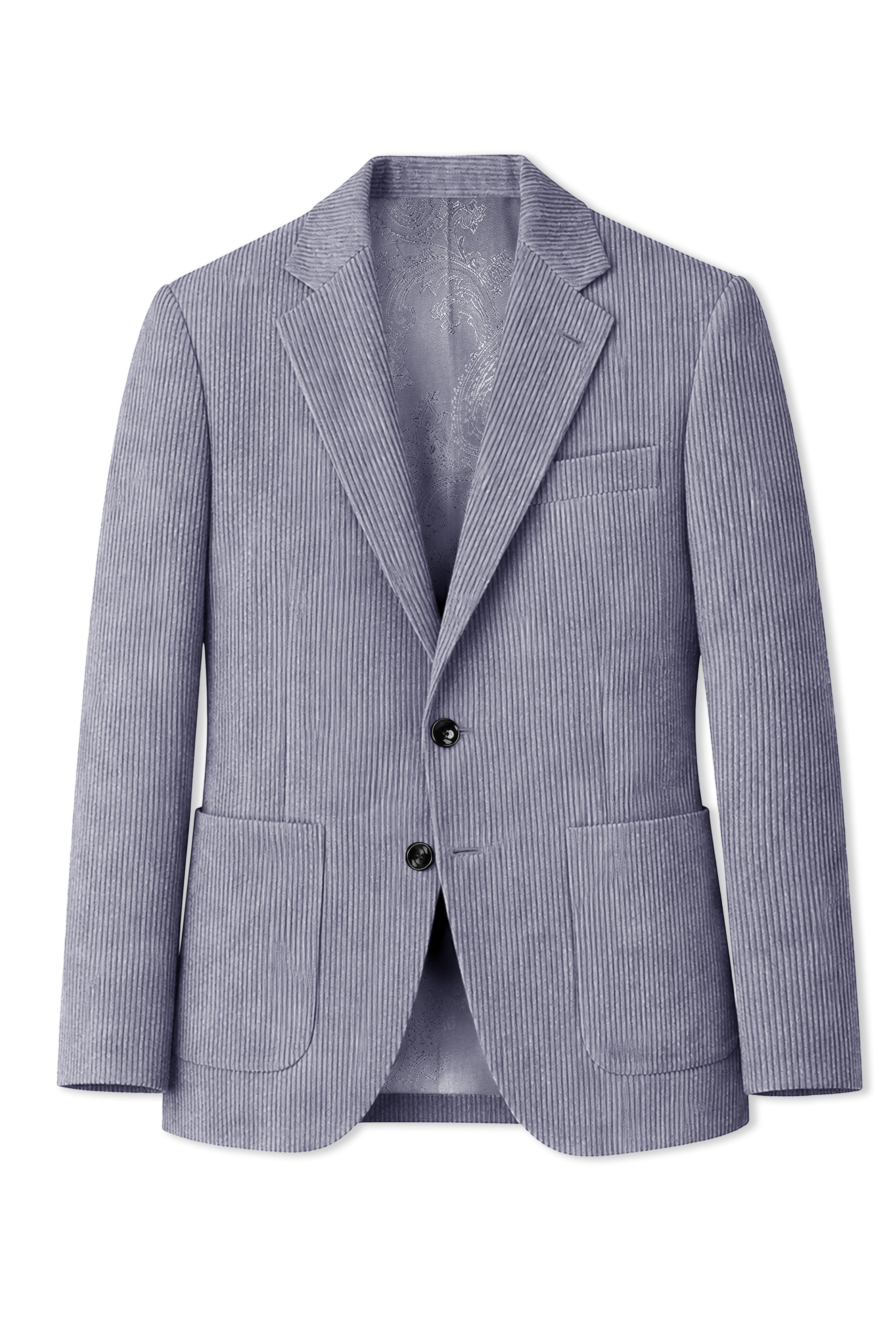 Ribvoro-Topaz Gray Corduroy Premium Single Breasted Sports Blazer