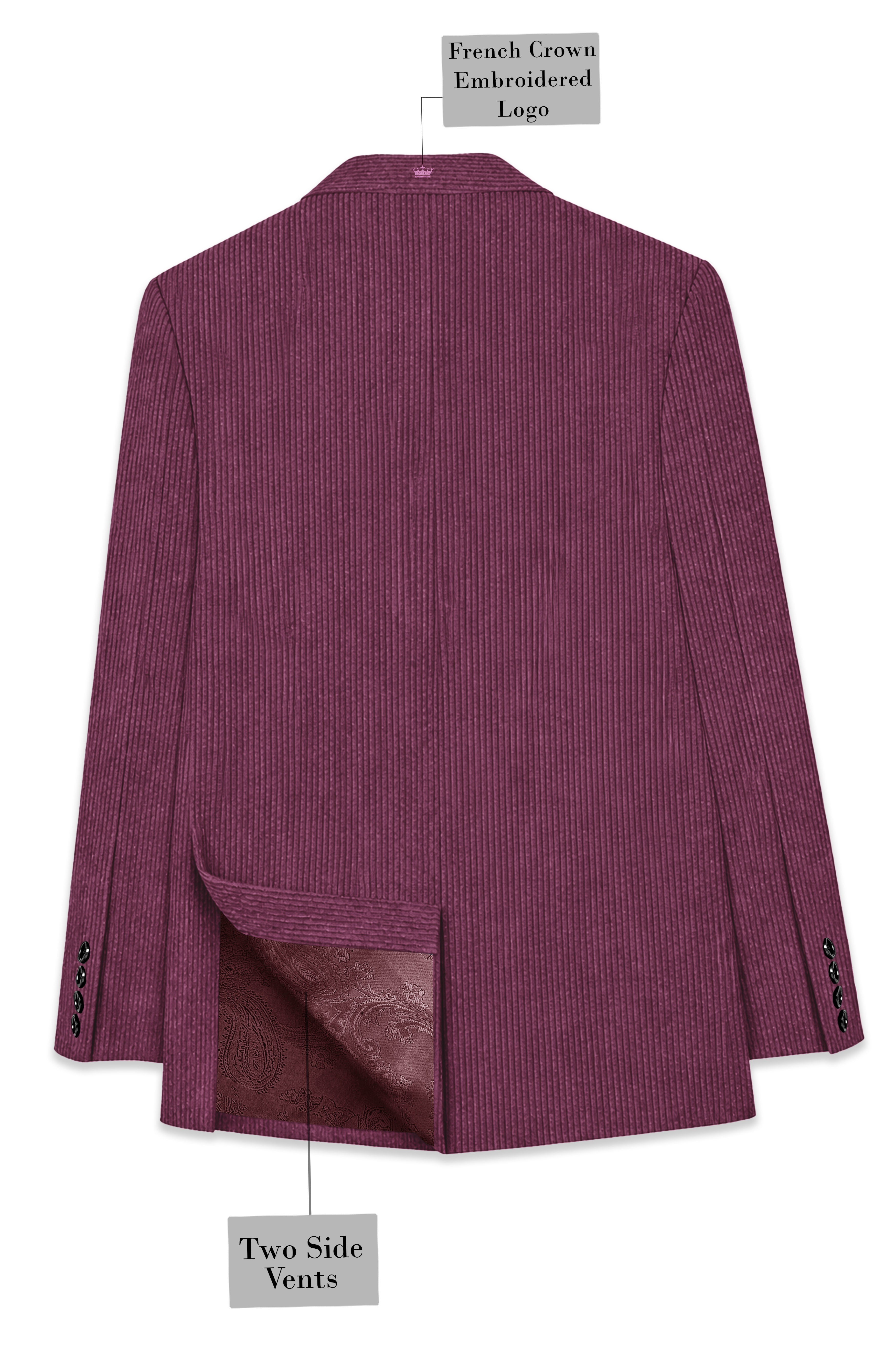 Roselux-Cosmic Pink Corduroy Premium Single Breasted Sports Blazer