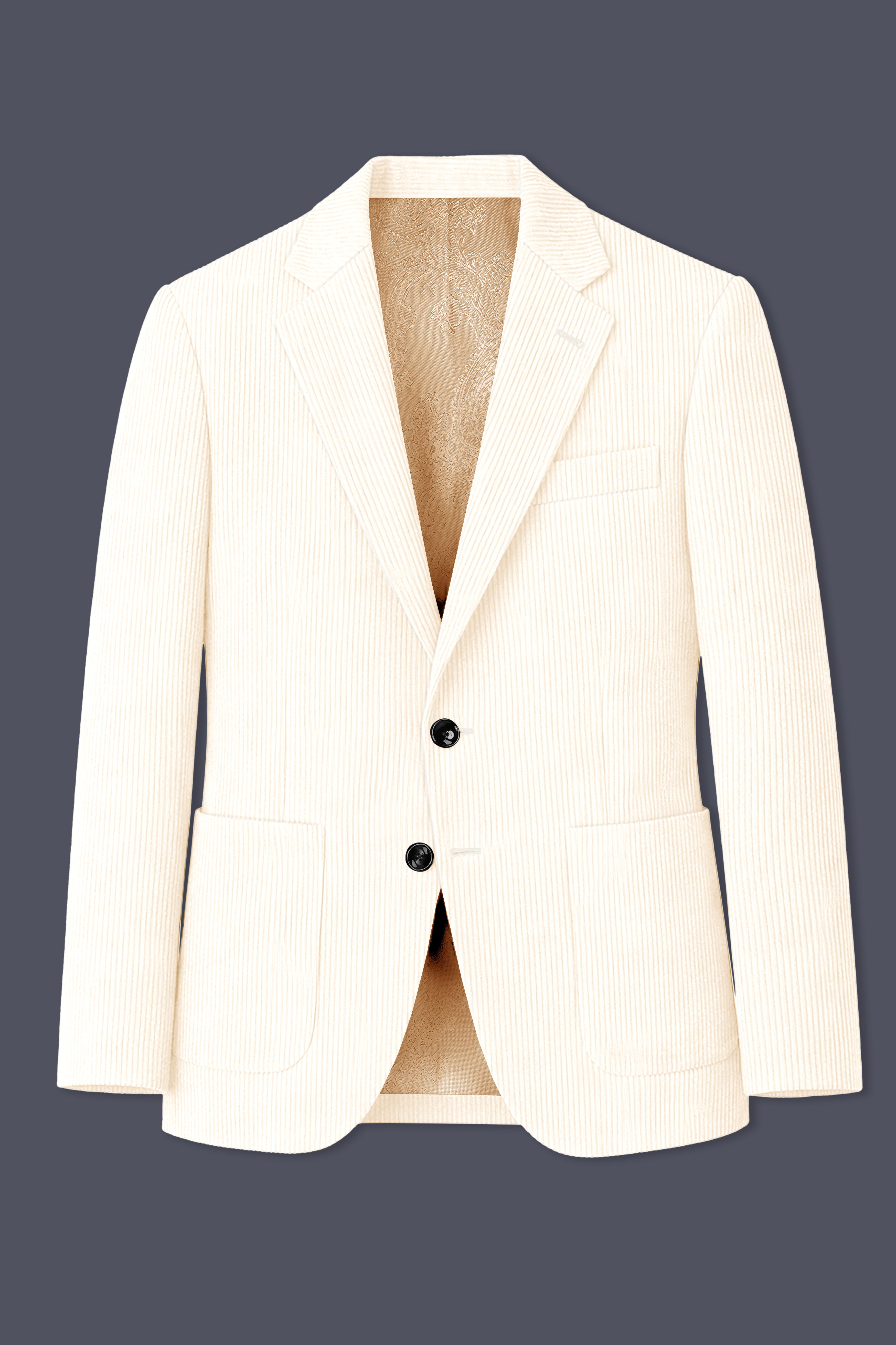 Ivoro-Swizzle Cream Textured Premium Corduroy Single Breasted