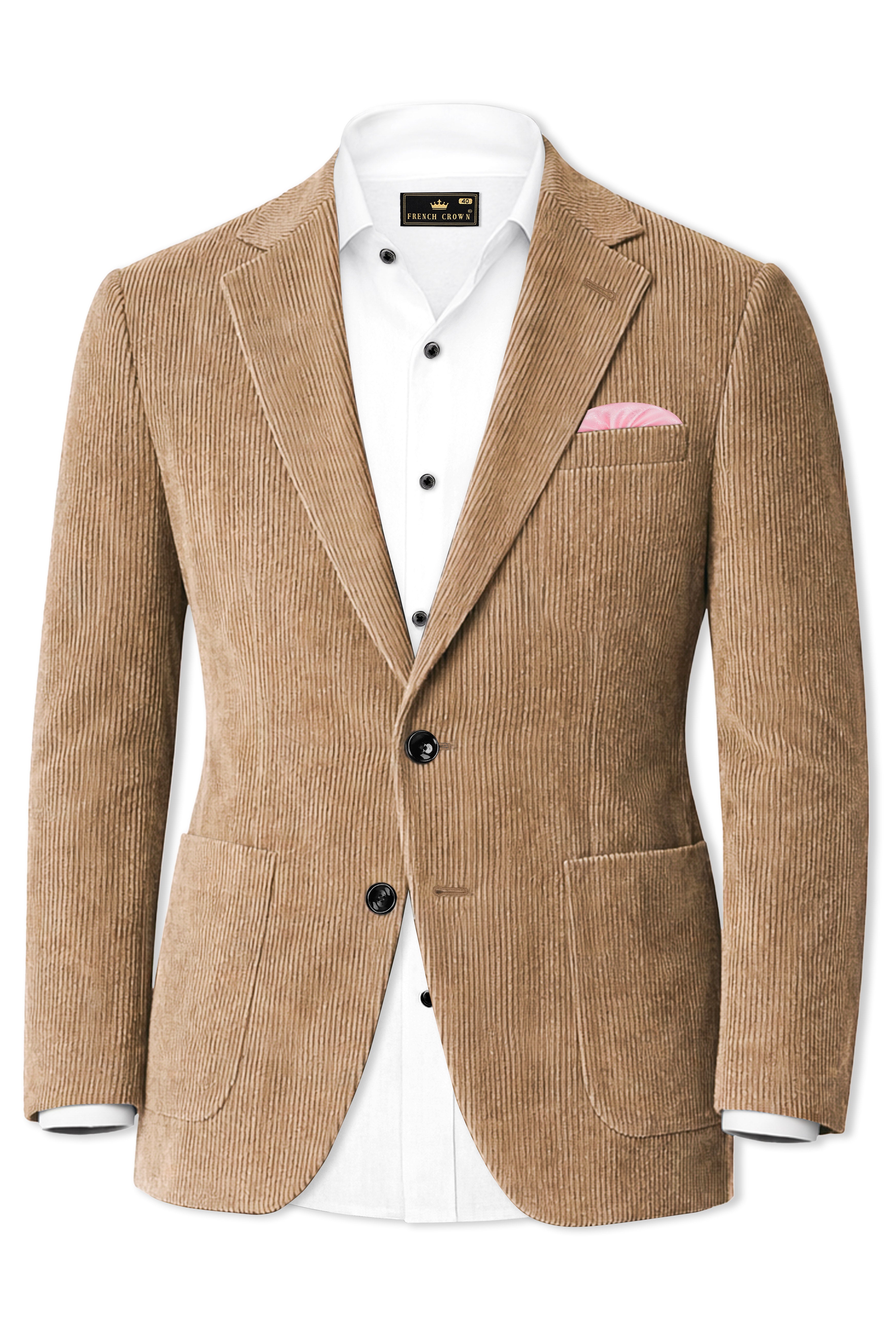 Cordenza-Muesli Brown Corduroy Premium Single Breasted Sports Blazer