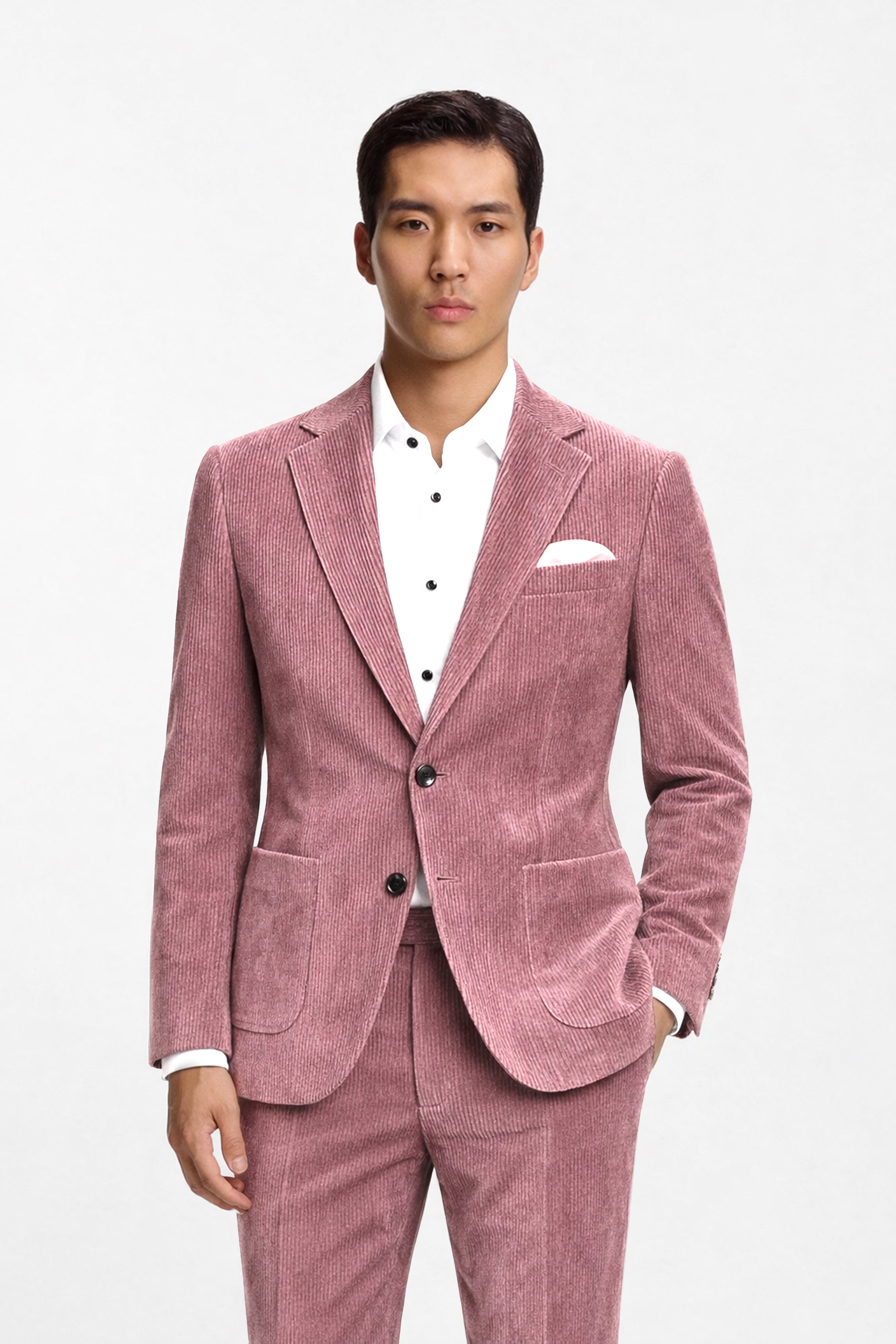 Petalux-Oriental Pink Corduroy Single Breasted Sports Blazer