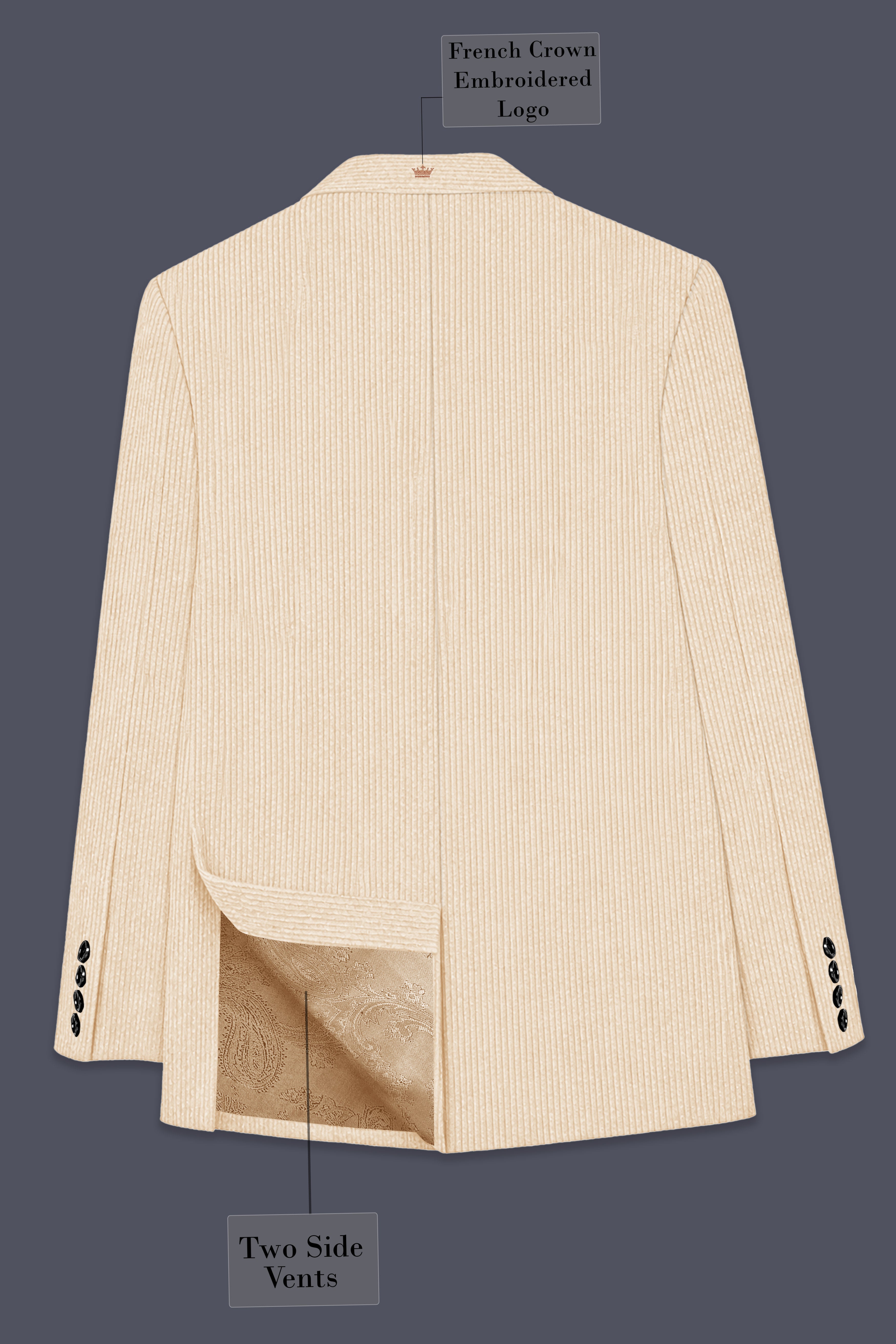 Hispanoro-Spanish Cream Corduroy Premium Single Breasted Sports Blazer