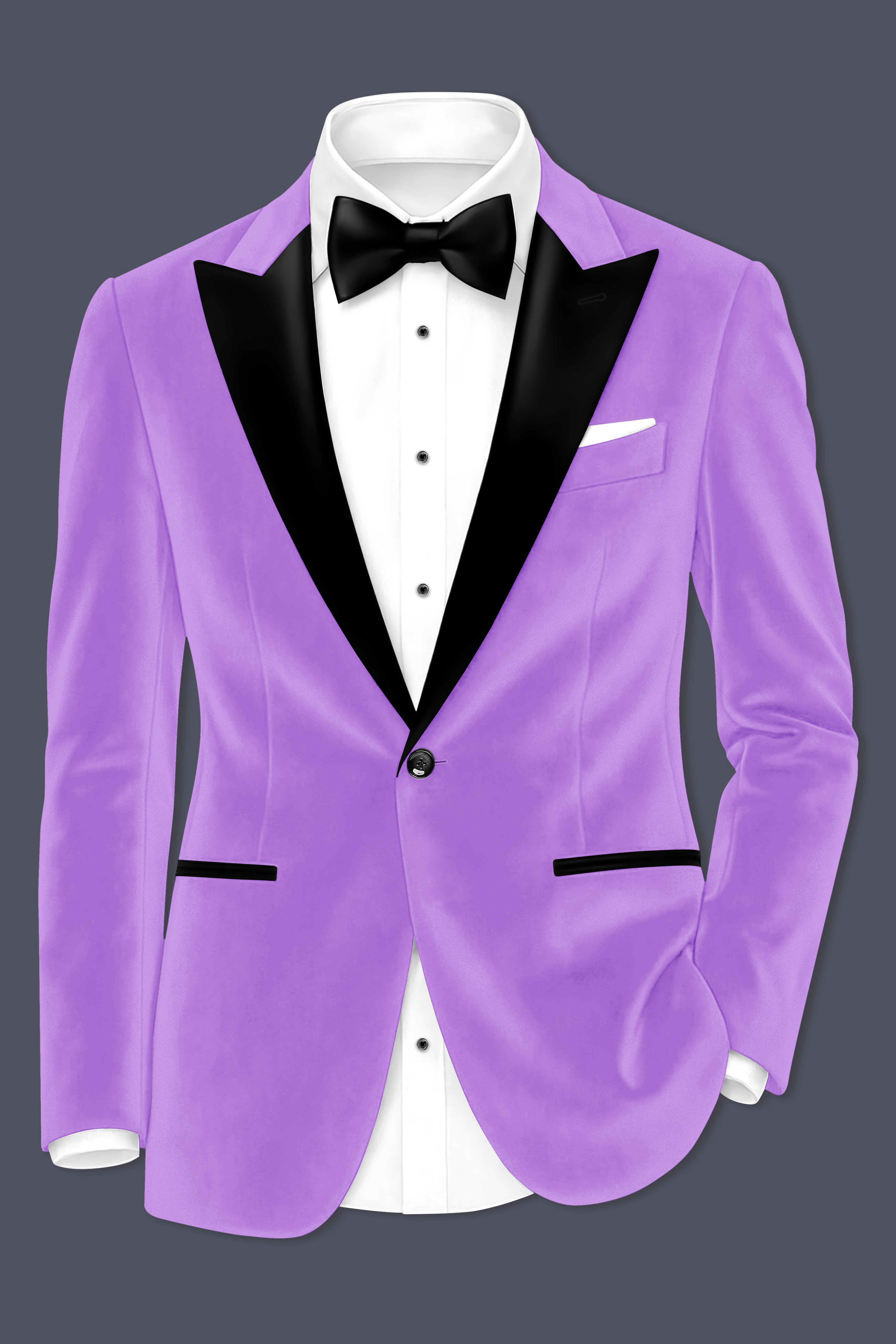 Orchid-Wisteria Purple Solid Premium Velvet Tuxedo-Suit for Men.