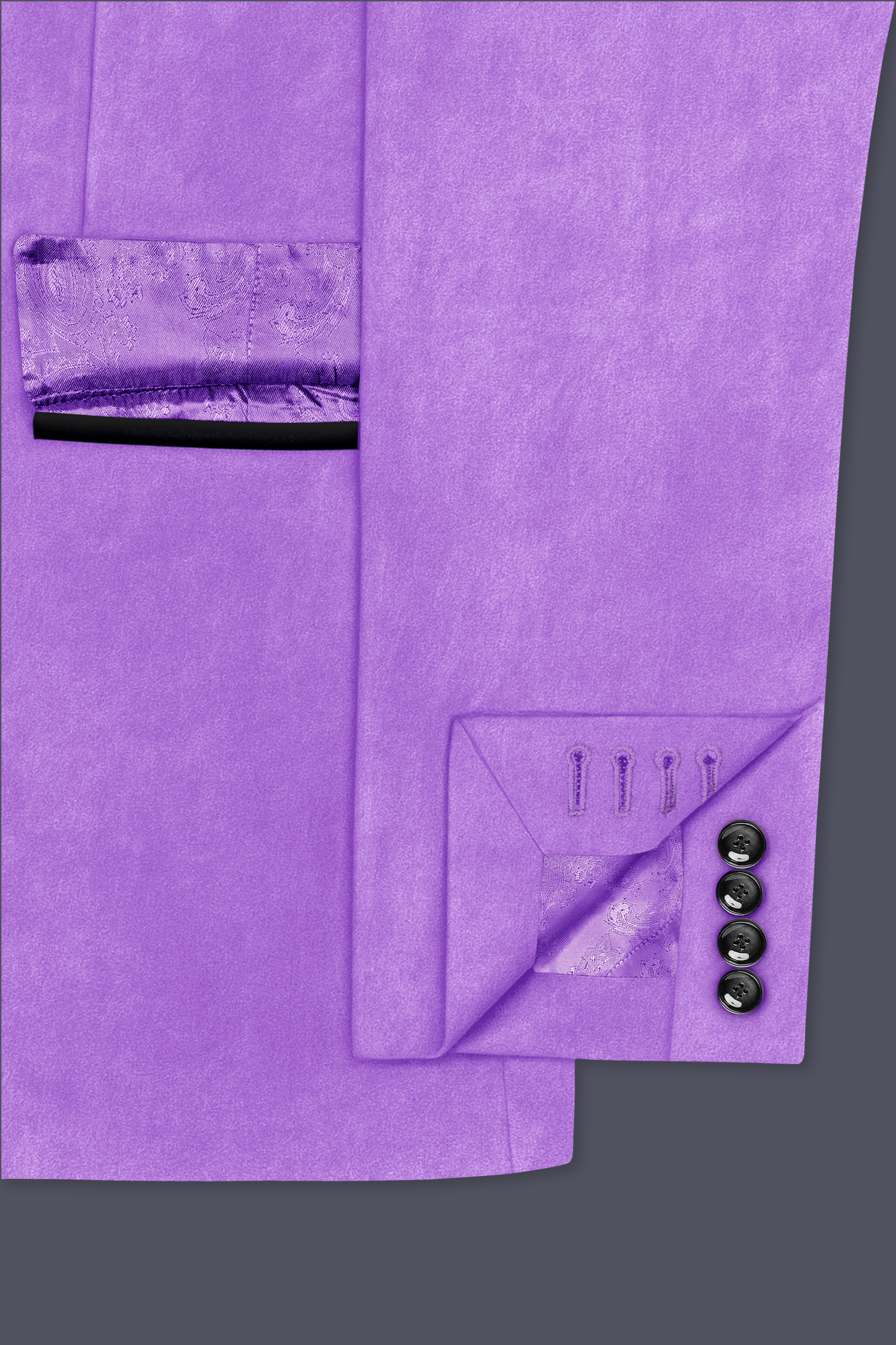 Orchid-Wisteria Purple Velvet Peak Lapel Tuxedo Blazer