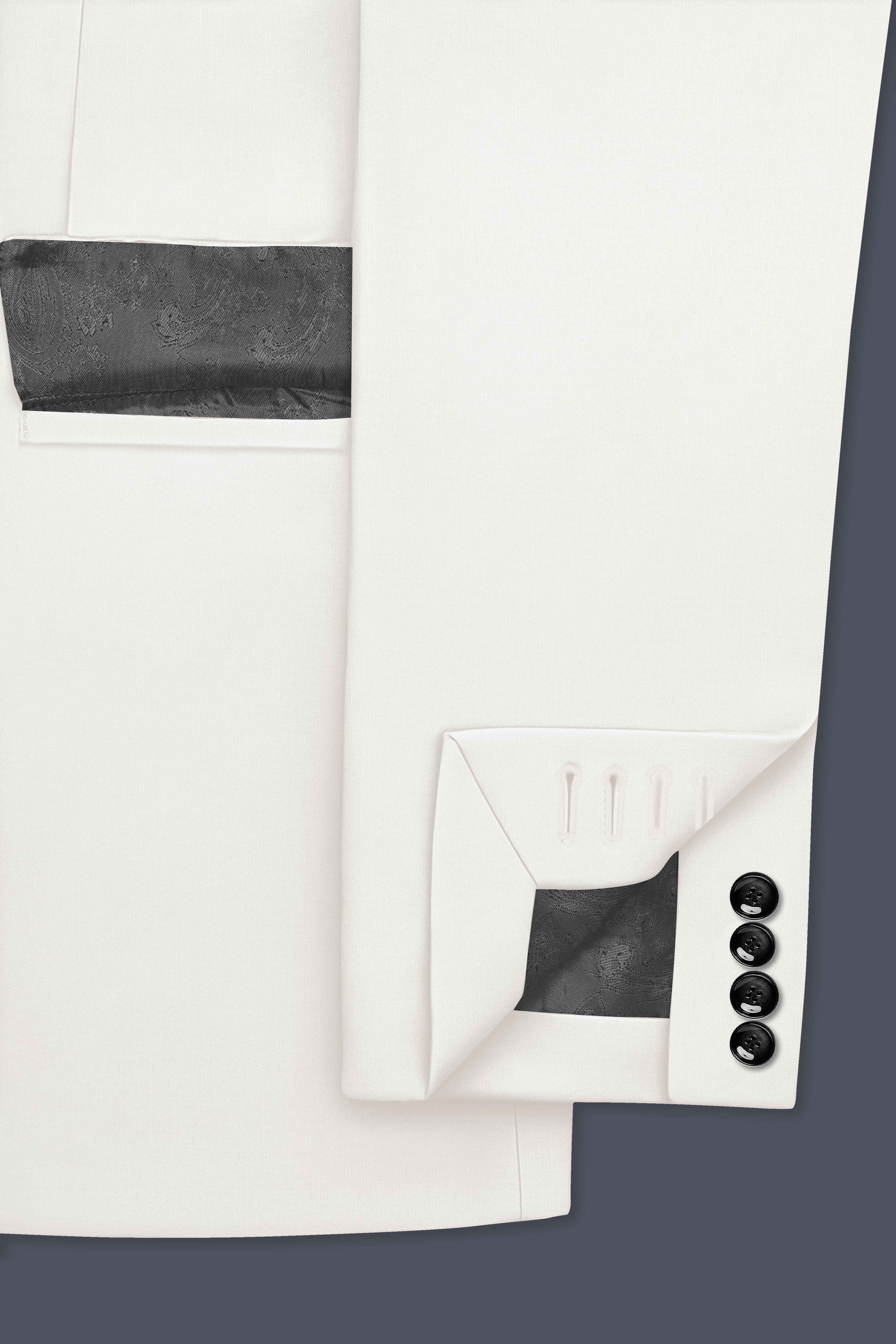 Ivory-Cararra Cream Wool Rich Double Breasted Slight Stretch Blazer