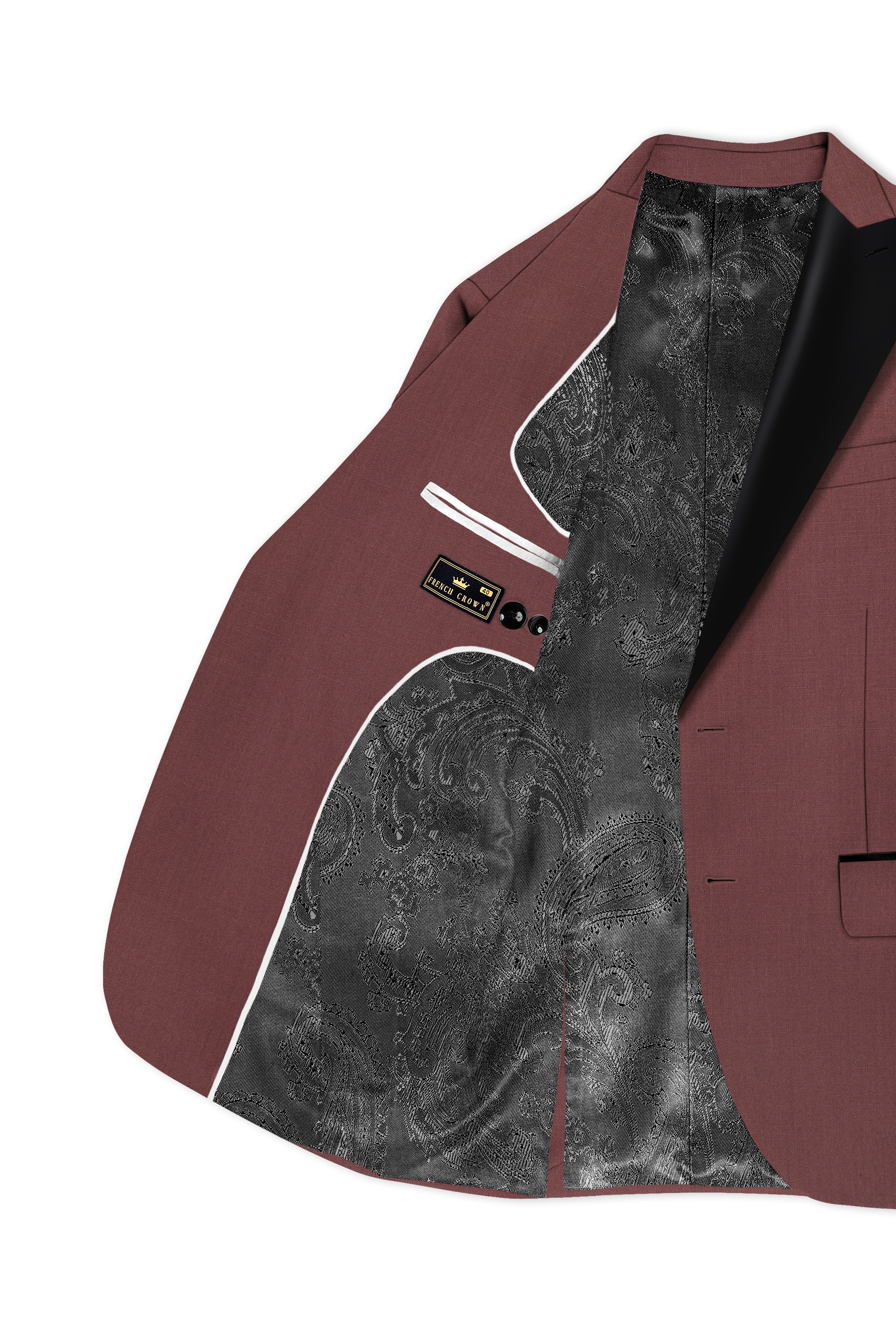 Heritage-Finch Maroon Wool Rich Peak Lapel Tuxedo Slight Stretch Blazer