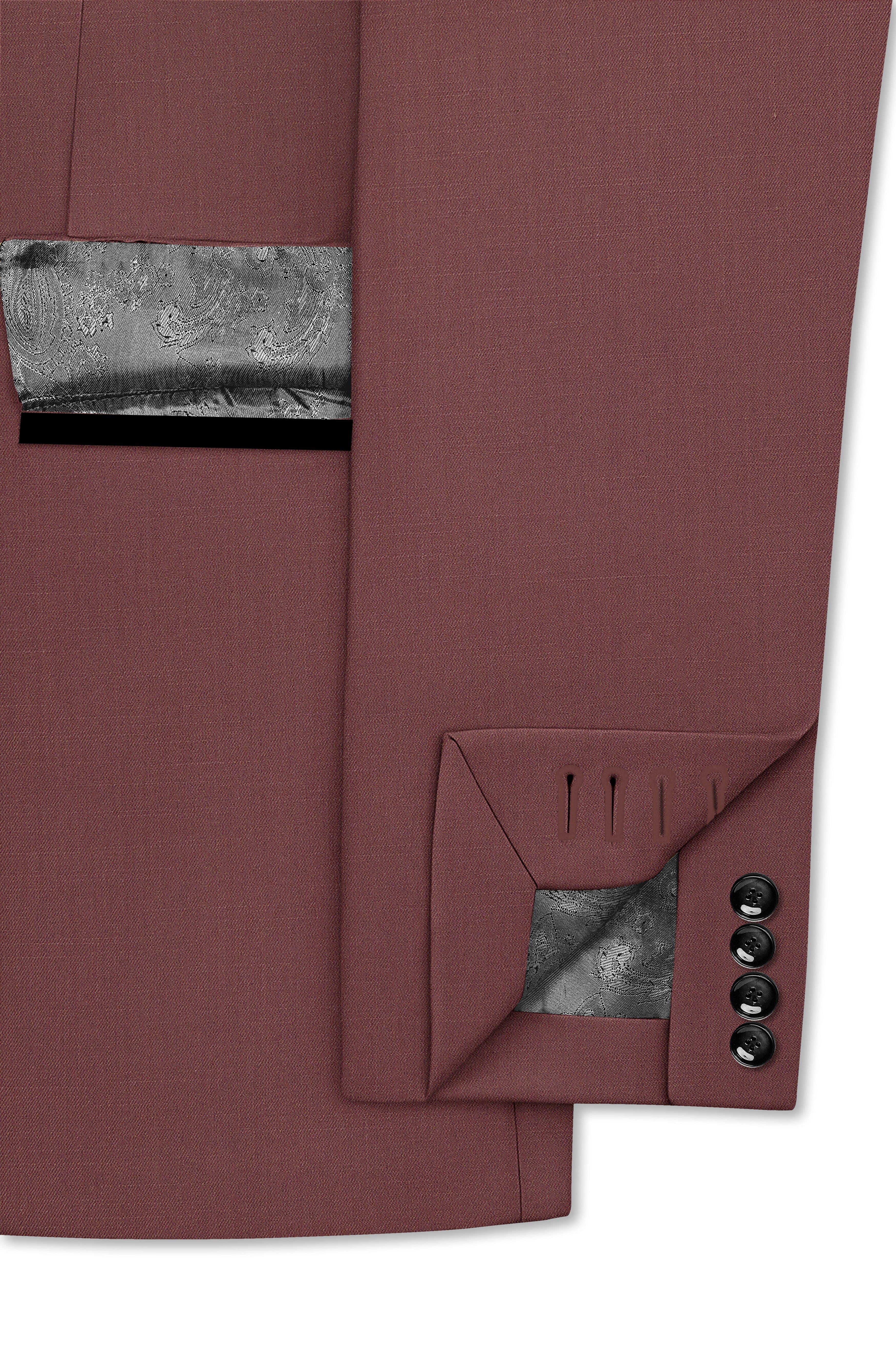 Heritage-Finch Maroon Wool Rich Peak Lapel Tuxedo Slight Stretch Blazer
