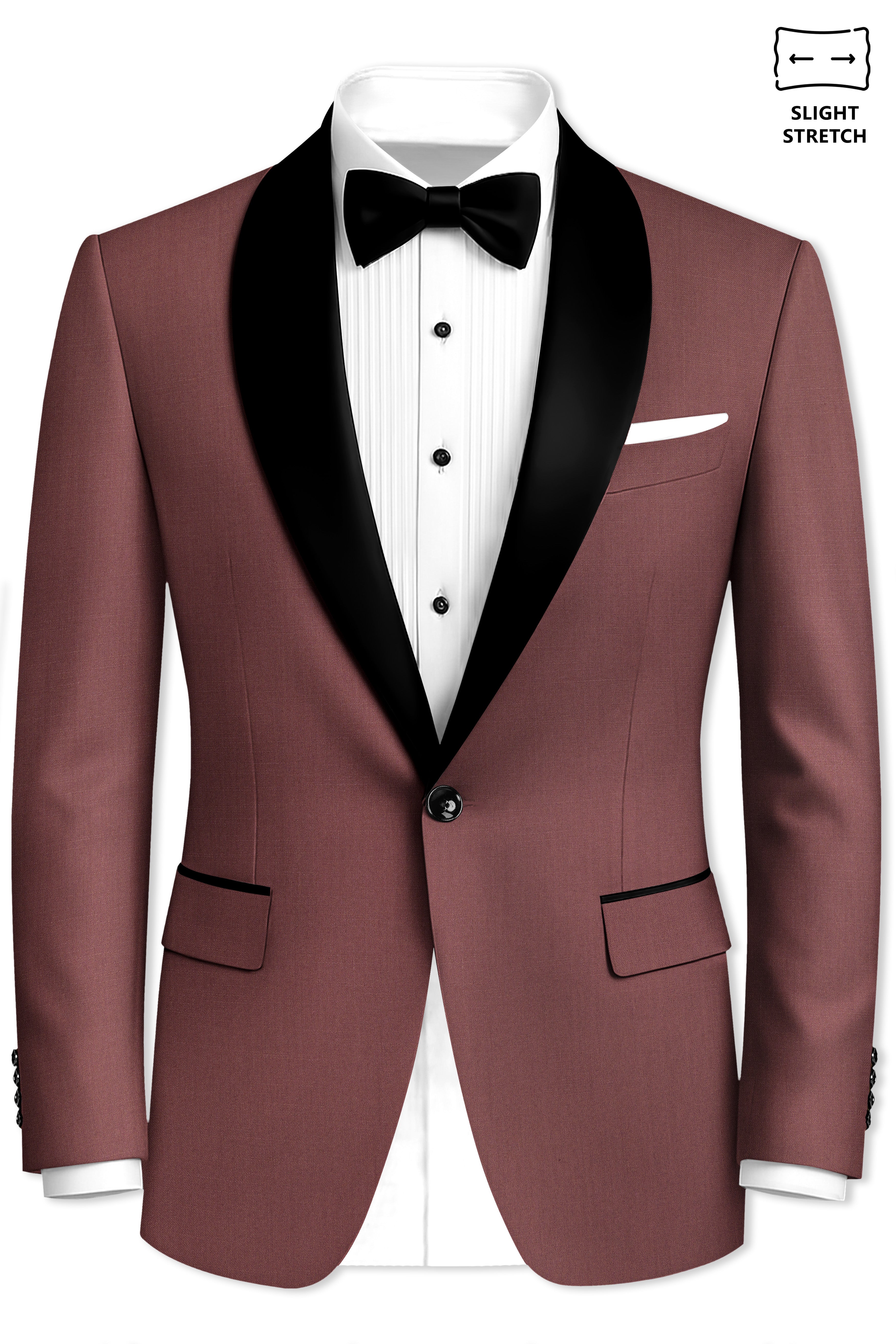 Heritage-Finch Maroon Wool Rich Tuxedo Slight Stretch Blazer
