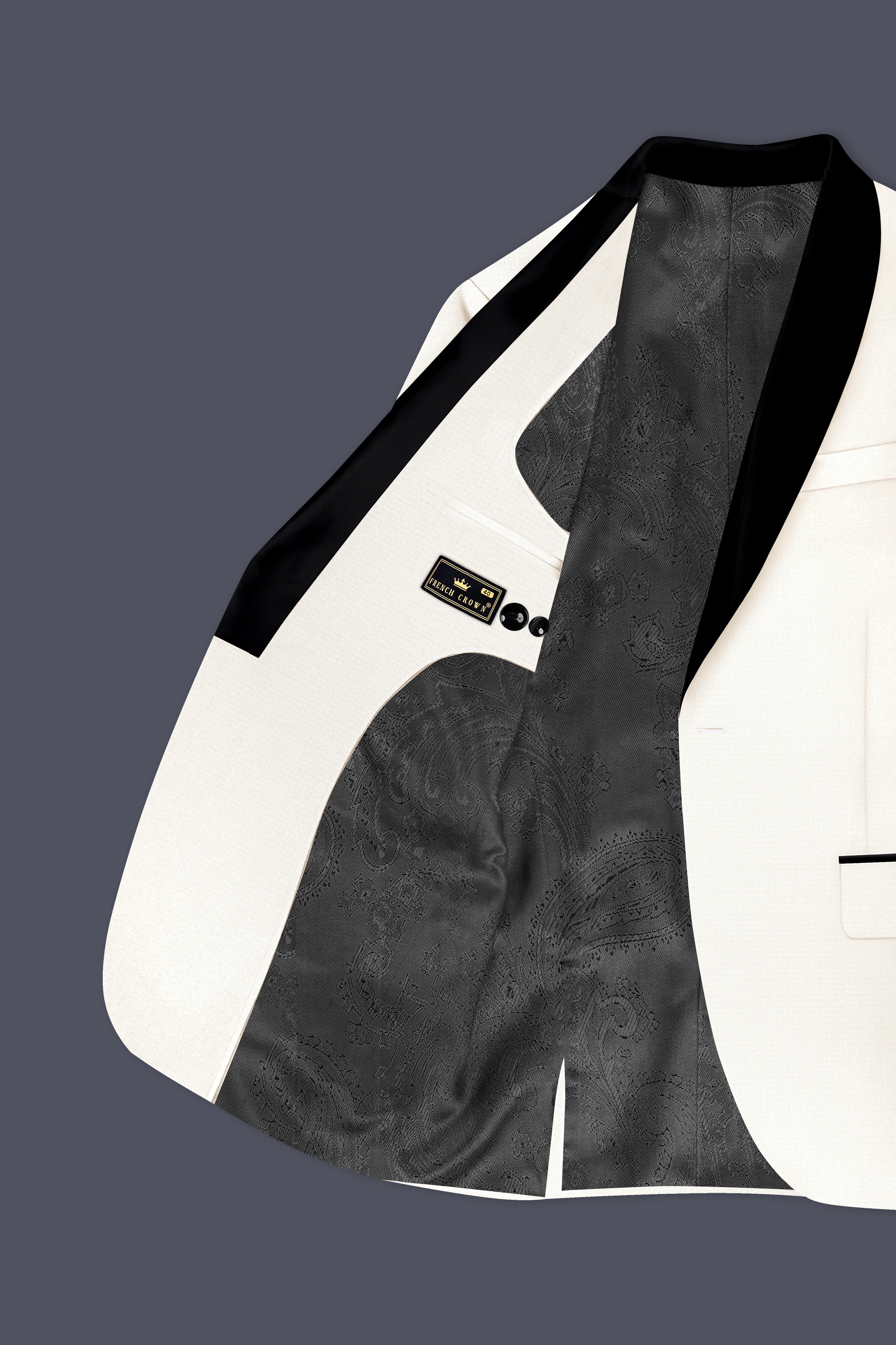 Ivory-Cararra Cream Wool Rich Tuxedo Slight Stretch Blazer