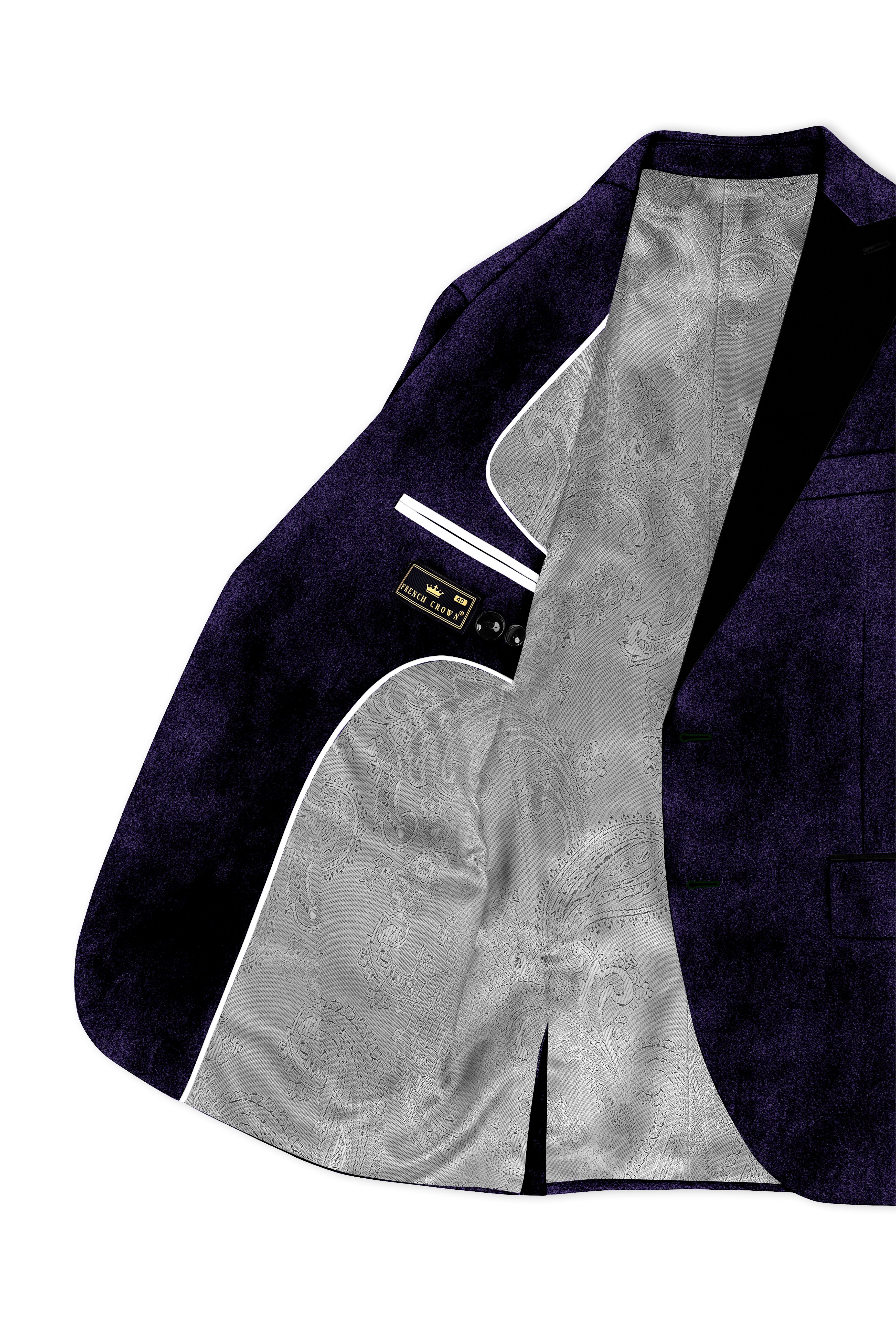 Majesty-Affair Royal Purple Velvet Peak Lapel Tuxedo Blazer