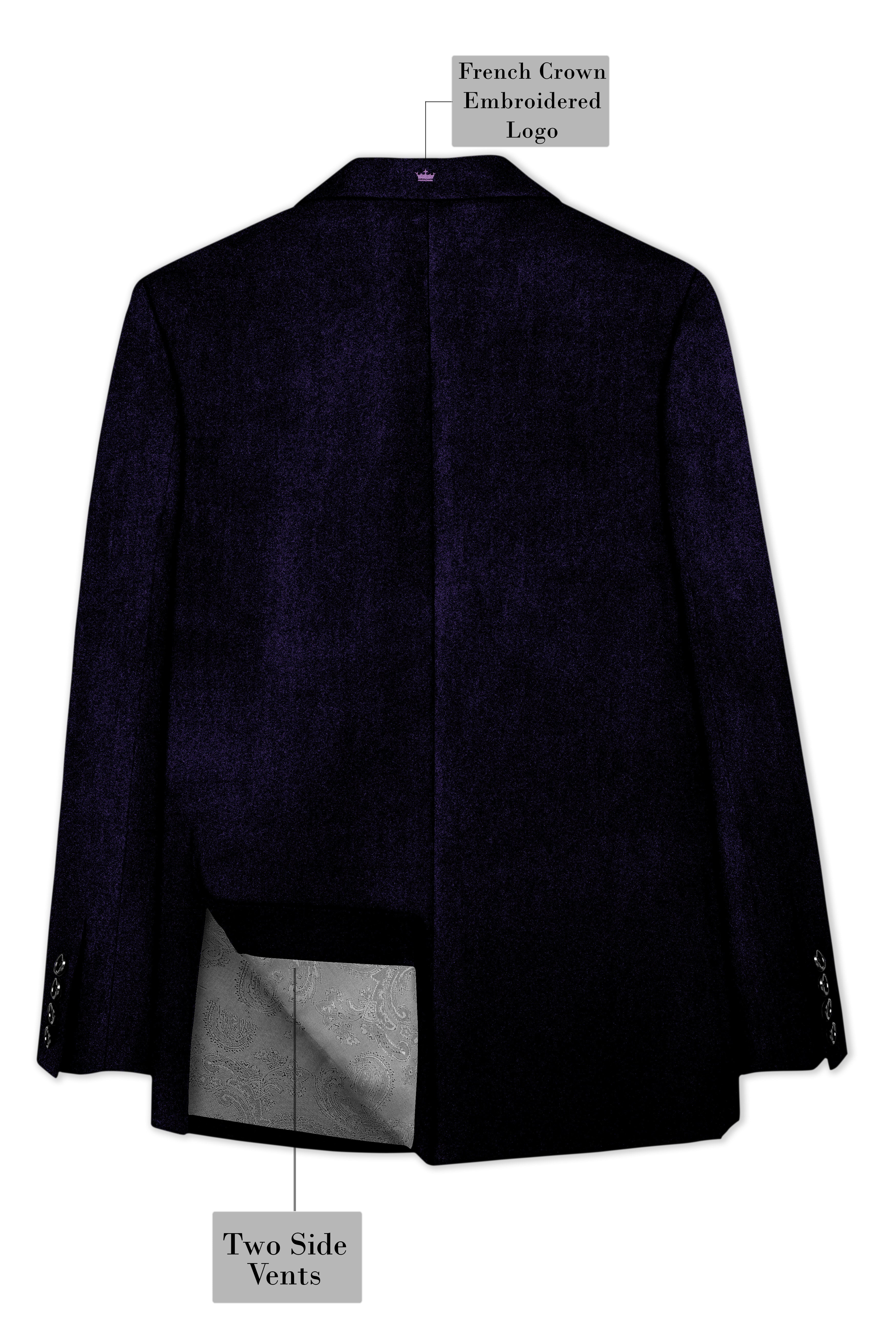 Majesty-Affair Royal Purple Velvet Peak Lapel Tuxedo Blazer